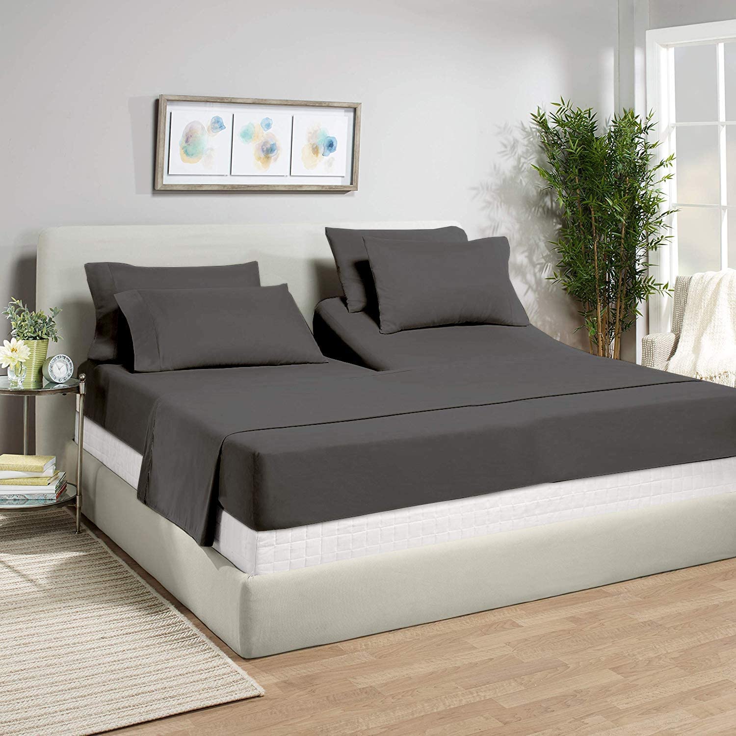 Premium Split King Sheet Set (4 Pcs) - 100% Egyptian Cotton 400 Thread Count Bedding for Adjustable Beds - Deep Pocket 15