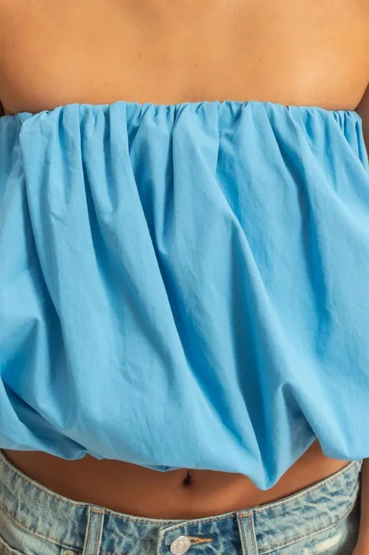 Strapless Bubble Crop Top for Women - Trendy Summer Fashion for Beach, Party & Night Out