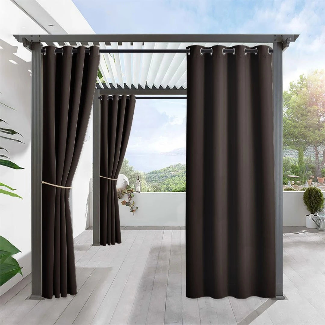 Joan Waterproof Blackout Outdoor Curtains - UV Protection & Noise Reducing Patio Curtains for Deck, Porch, and Backyard Privacy