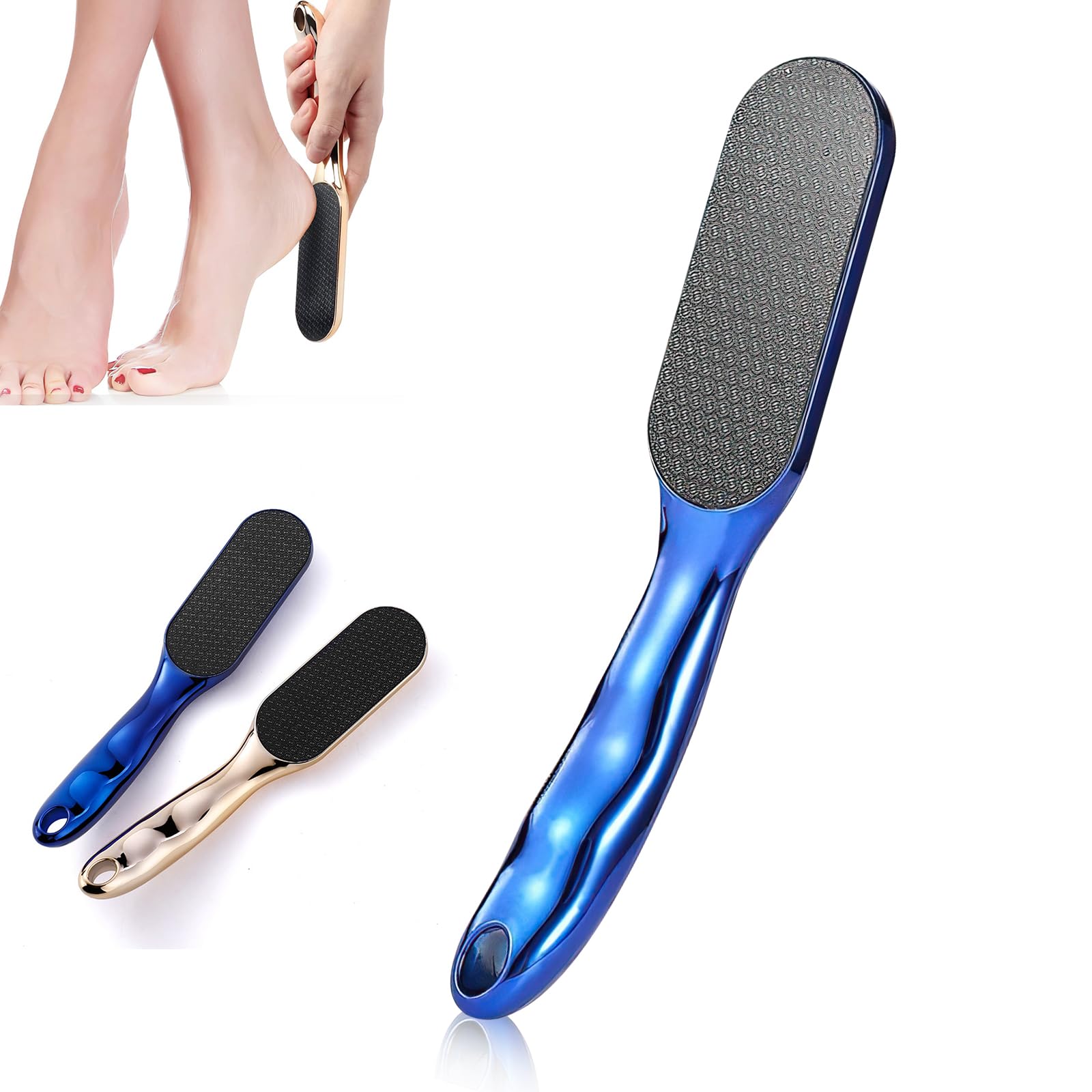 Professional Nano Glass Foot File Callus Remover with Non-Slip Ergonomic Handle - Pedicure Tool for Dry Cracked Feet - Perfect for Home Spa, Salon & Travel Foot Care (Blue, 1 Piece)