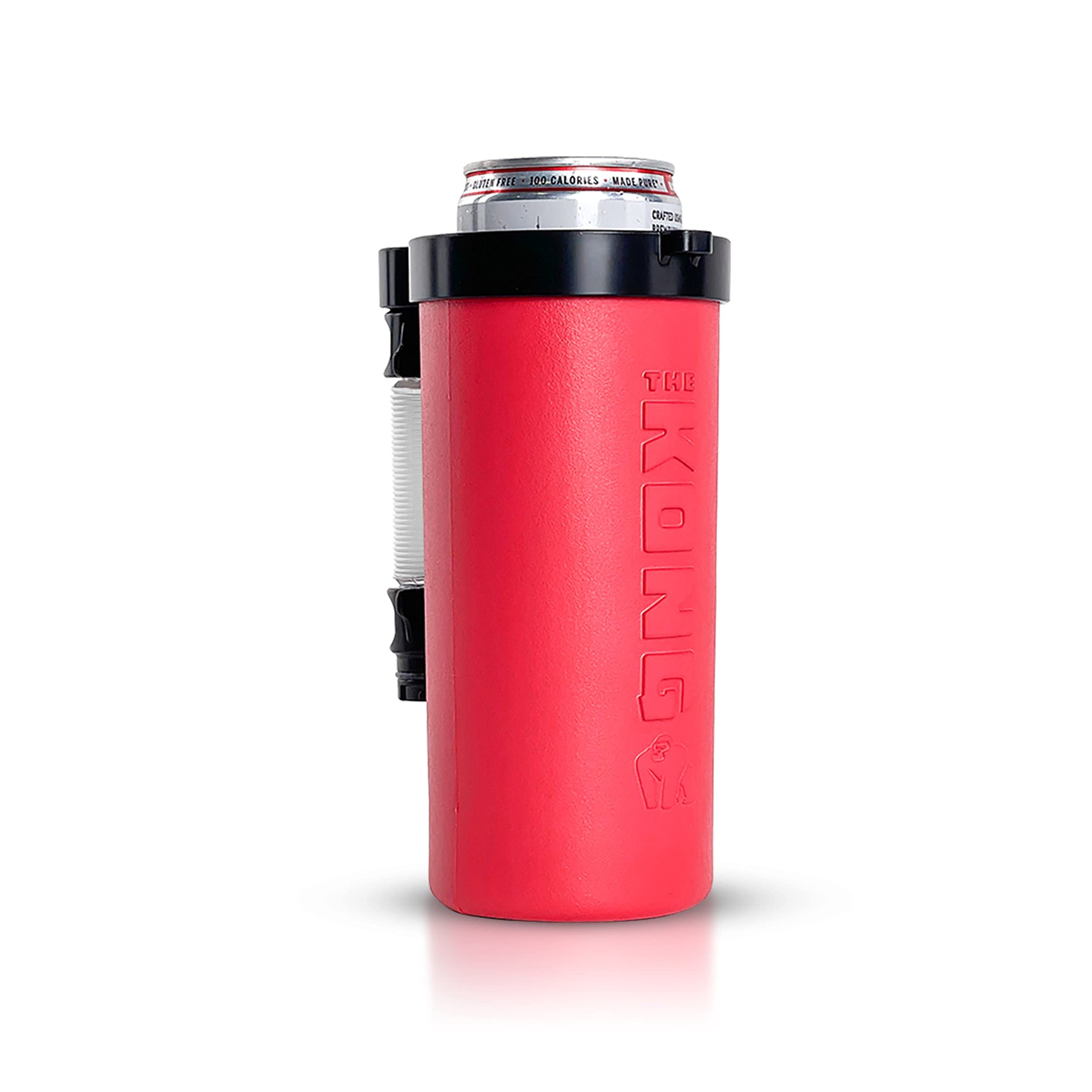 Kong Skinny Can Insulated Cooler - Portable Beer Can & Bottle Holder with Detachable Expandable Hose for Easy Drinking | Perfect for Camping, BBQs & Outdoor Adventures (Red)