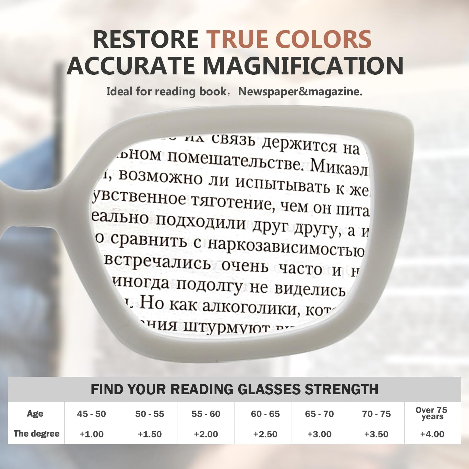 Eyekepper Large Frame Reading Glasses for Women - Oversized Readers +3.50 Strength, Fashionable White Eyewear for Reading, Working & Computer Use