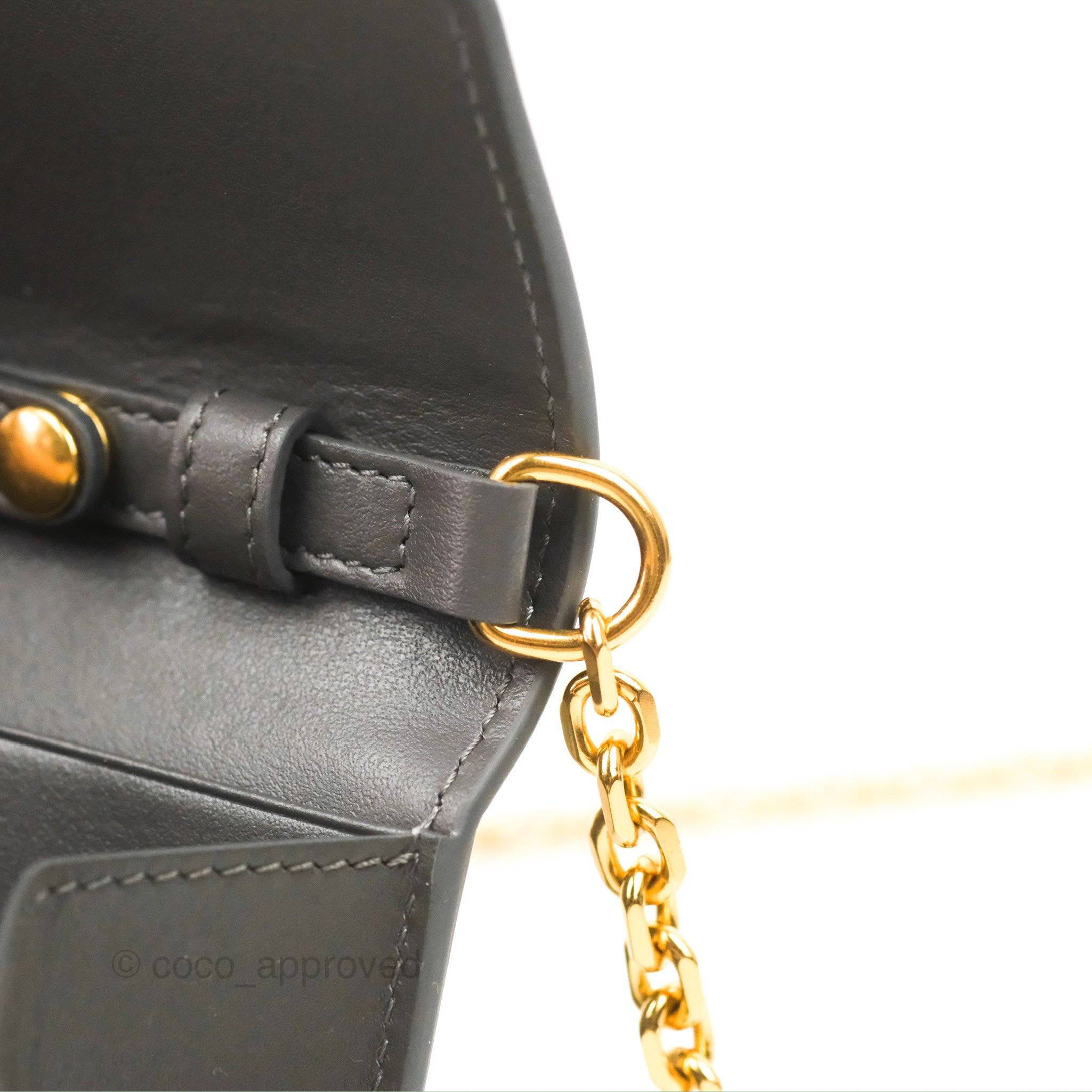 Celine Wallet On Chain WOC Grey Smooth Calfskin Leather Crossbody Bag - Perfect for Everyday Use, Parties & Travel