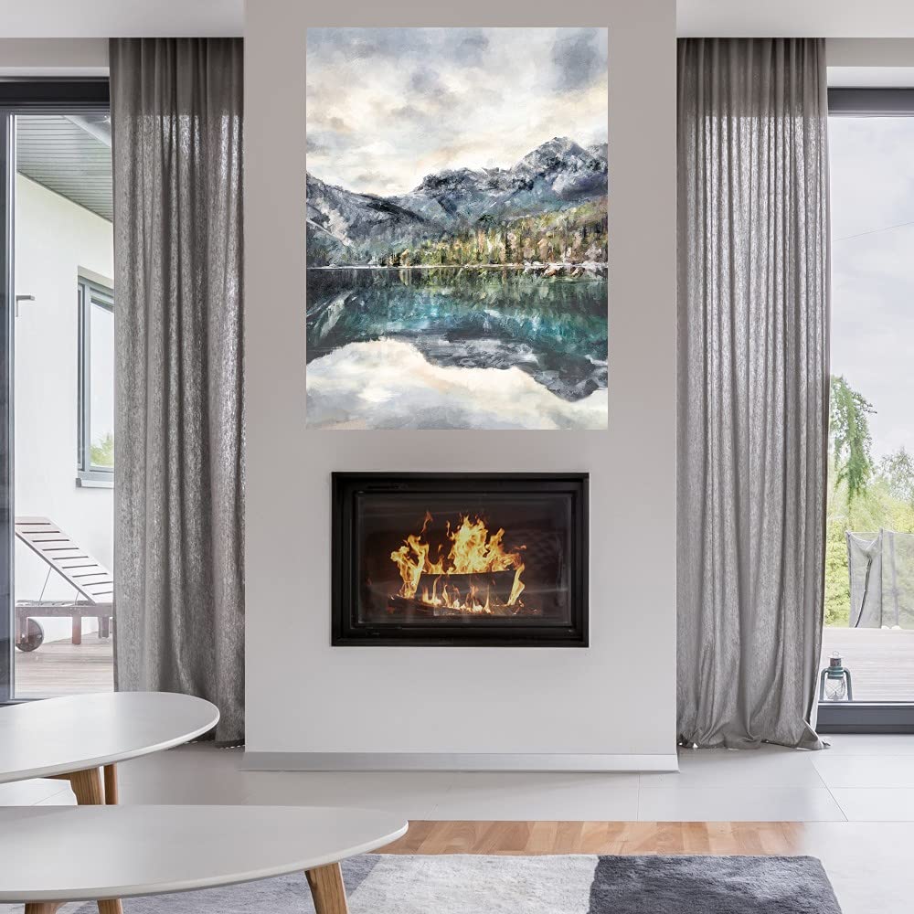 Lake Reflections Fine Art Canvas Wall Decor - Hand Painted Landscape Painting for Living Room, Bedroom, Office - Ready to Hang 42x56 Inches - Perfect for Home Decor & Gift Giving