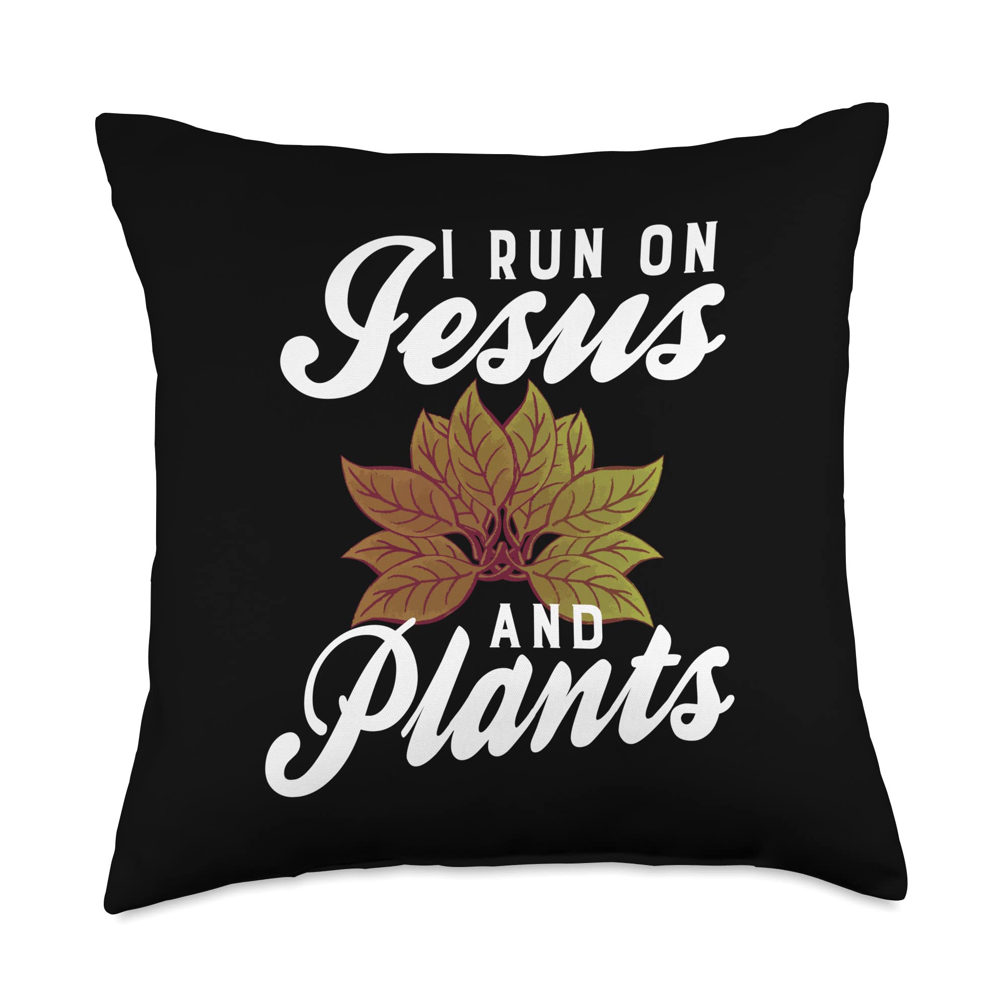 18x18 Multicolor Gardening Throw Pillow - Jesus & Plants Design for Greenhouse, Composting & Nature Lovers - Perfect for Home Decor, Outdoor Seating & Christian Gift Ideas