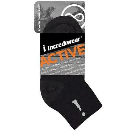 Incrediwear Active Ankle Socks - Black Quarter/Above Ankle Support Socks for Running, Hiking & Sports Recovery