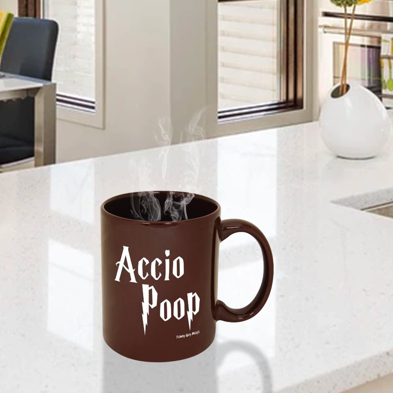 Accio Poop Funny Ceramic Coffee Mug - 11oz Witty Novelty Cup for Men & Women - Perfect Gift for Harry Potter Fans & Office Humor - Great for Coffee, Tea & Gag Gifts