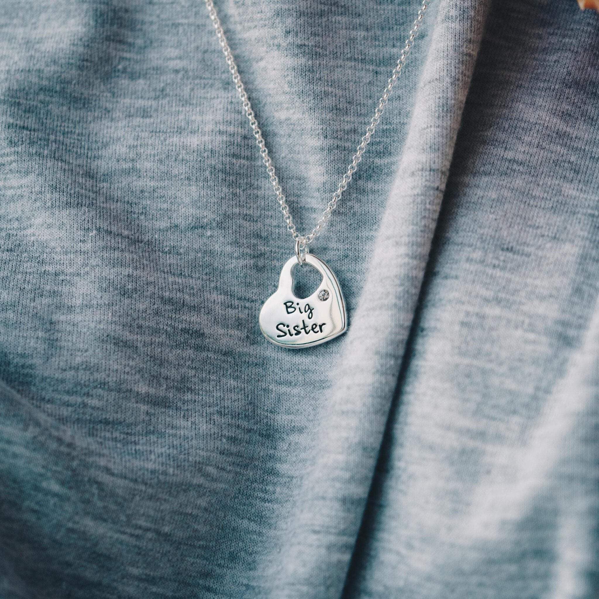 Philip Jones Big Sister Heart Necklace with Zircondia® Crystals - Elegant Gift for Sisters, Birthday & Anniversary Jewelry - Perfect for Special Occasions & Everyday Wear