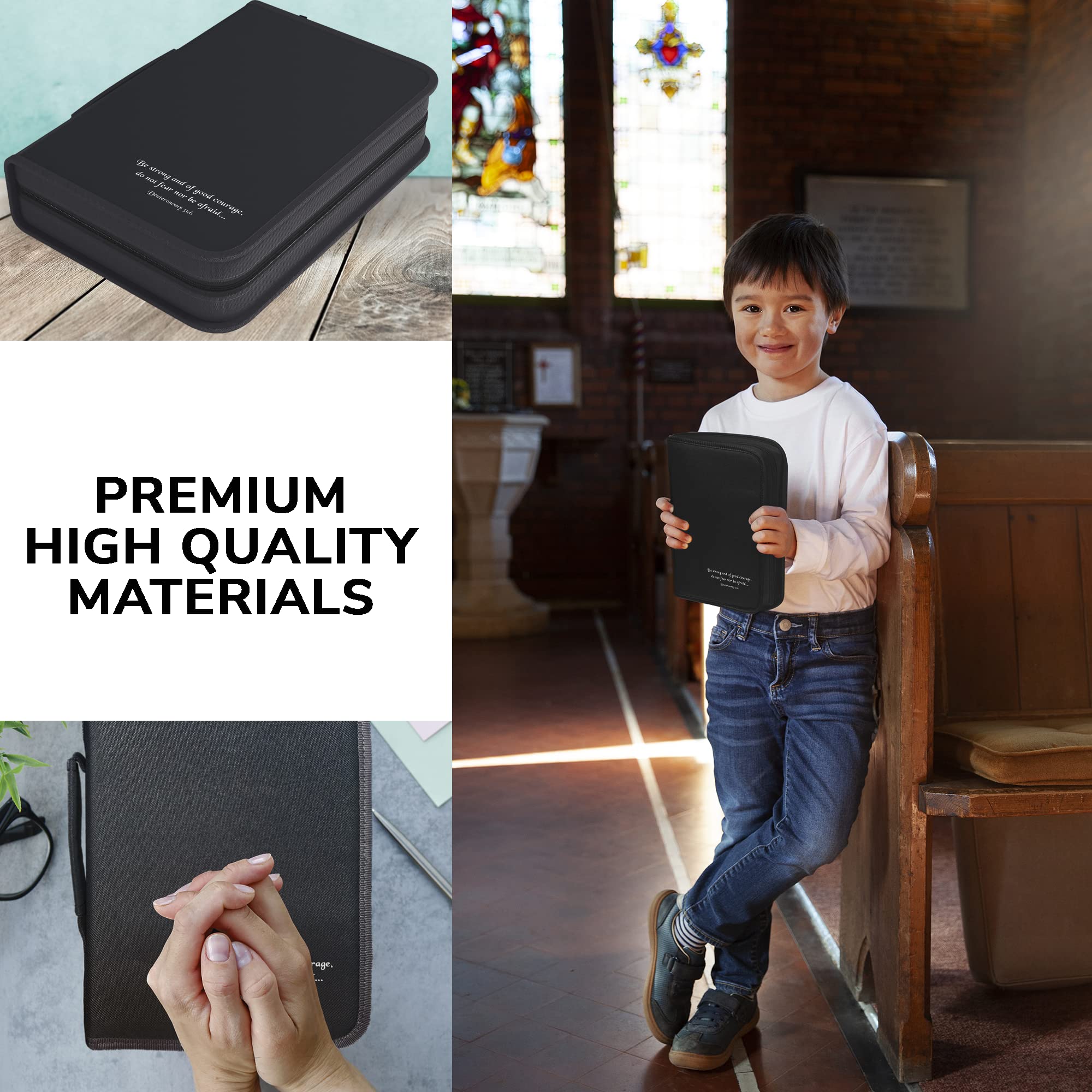 DEHITE Premium Bible Cover for Women & Men - Zippered Pocket & Pen Slots - Durable Fabric Bible Bag - Perfect Religious Gift for Church, Travel & Daily Devotion