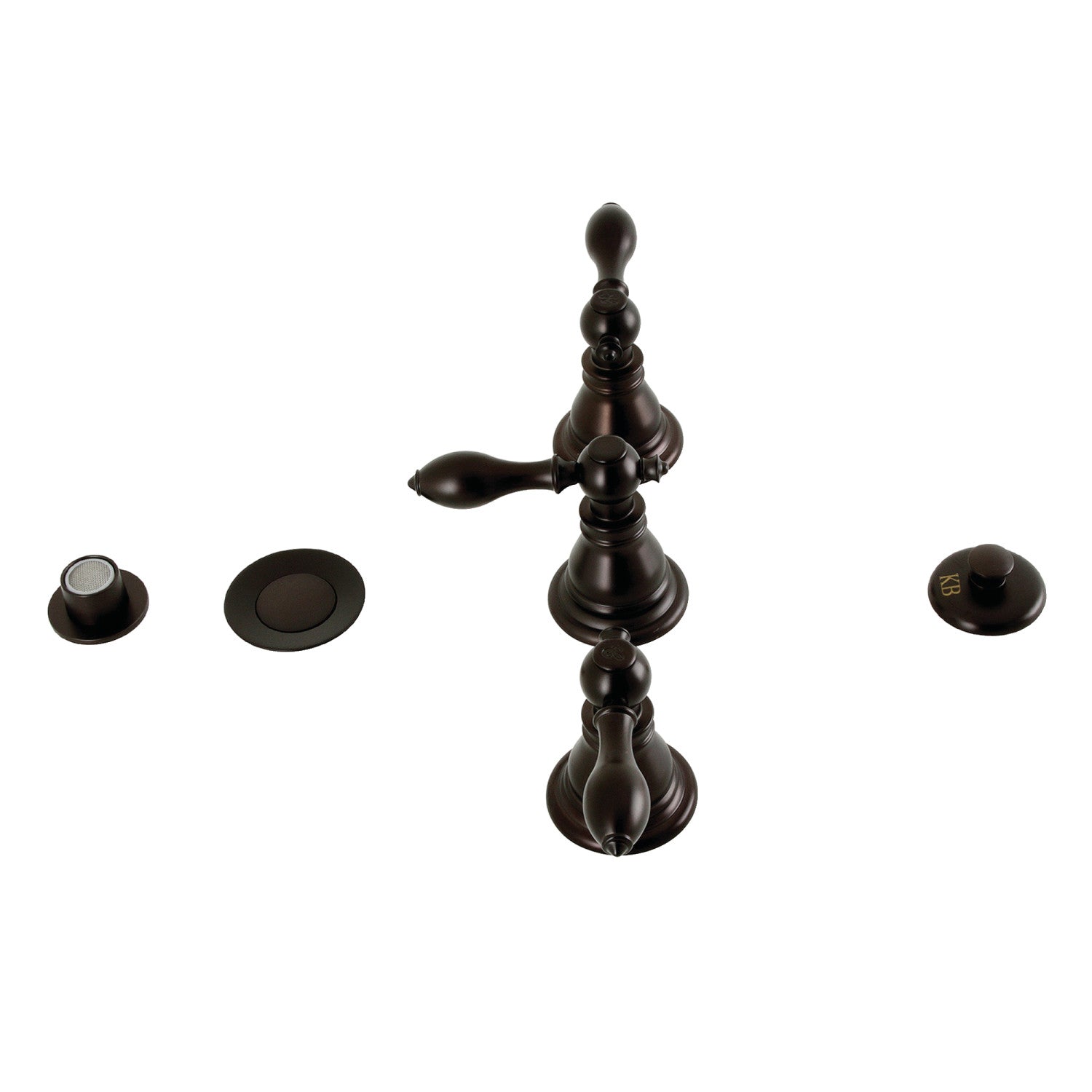 American Classic KB325ACL 3-Handle Deck Mount Vertical Spray Bidet Faucet with Brass Pop-Up Drain - Oil Rubbed Bronze Finish for Bathroom & Powder Room Upgrade