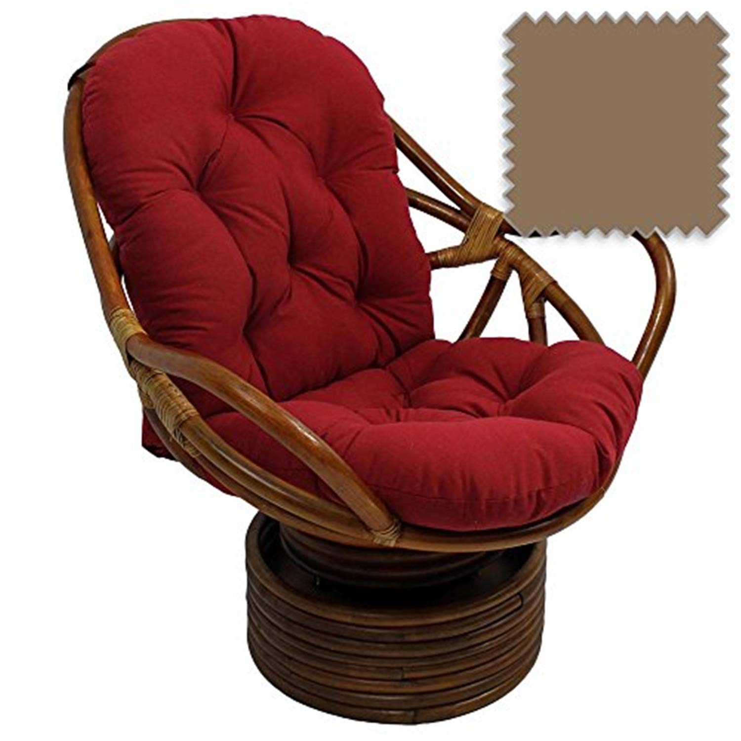 International Caravan Swivel Rocking Chair with Comfortable Twill Cushion - Perfect for Living Room, Nursery, or Outdoor Relaxation