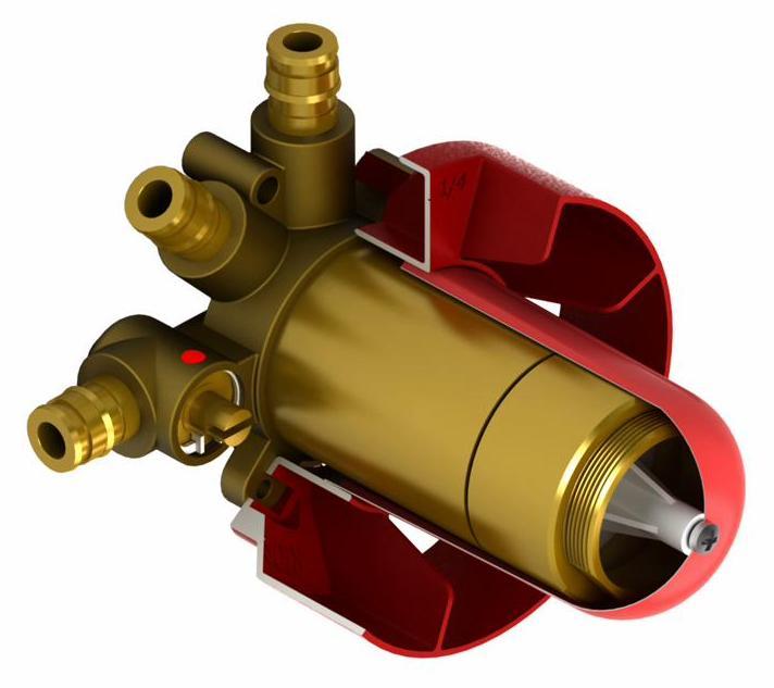 3-Way Thermostatic Rough-In Valve with PEX Expansion Connections - R45 EX RIOBEL - Perfect for Shower Systems, Bathroom Remodels & Plumbing Installations