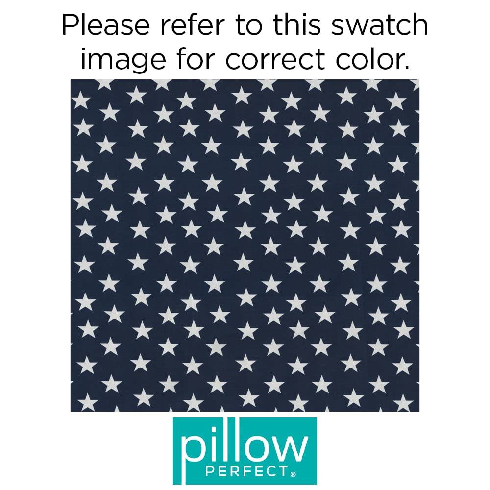 Pillow Perfect Americana Indoor/Outdoor Square Chair Cushion 20x20 Inches - Blue & White Macey (2 Pack) - Plush Fiber Filled with Ties, Weather & Fade Resistant - Perfect for Patio Furniture, Porch Rockers & Outdoor Seating