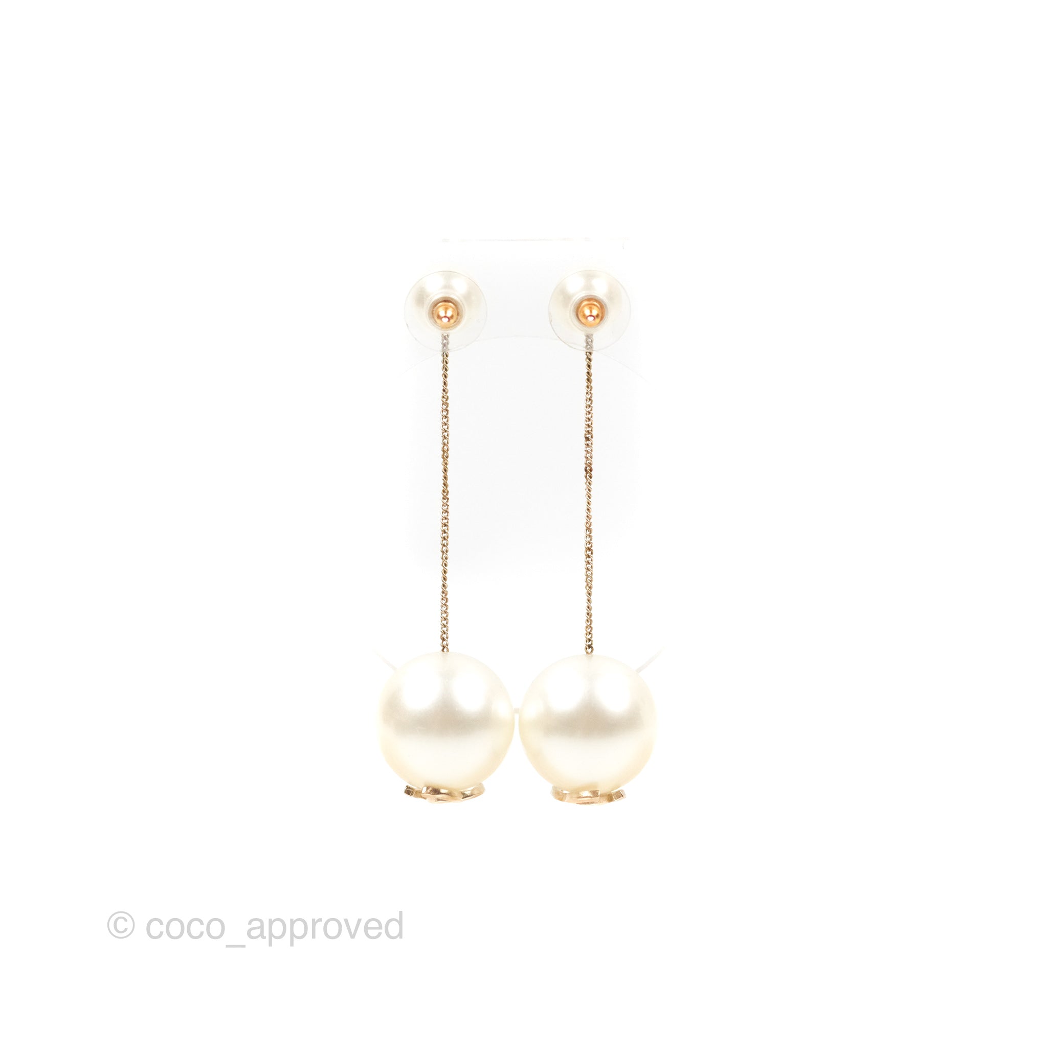 Chanel CC Pearl Drop Earrings for Women - Luxury Fashion Jewelry Gift for Her - Perfect for Weddings, Parties & Special Occasions