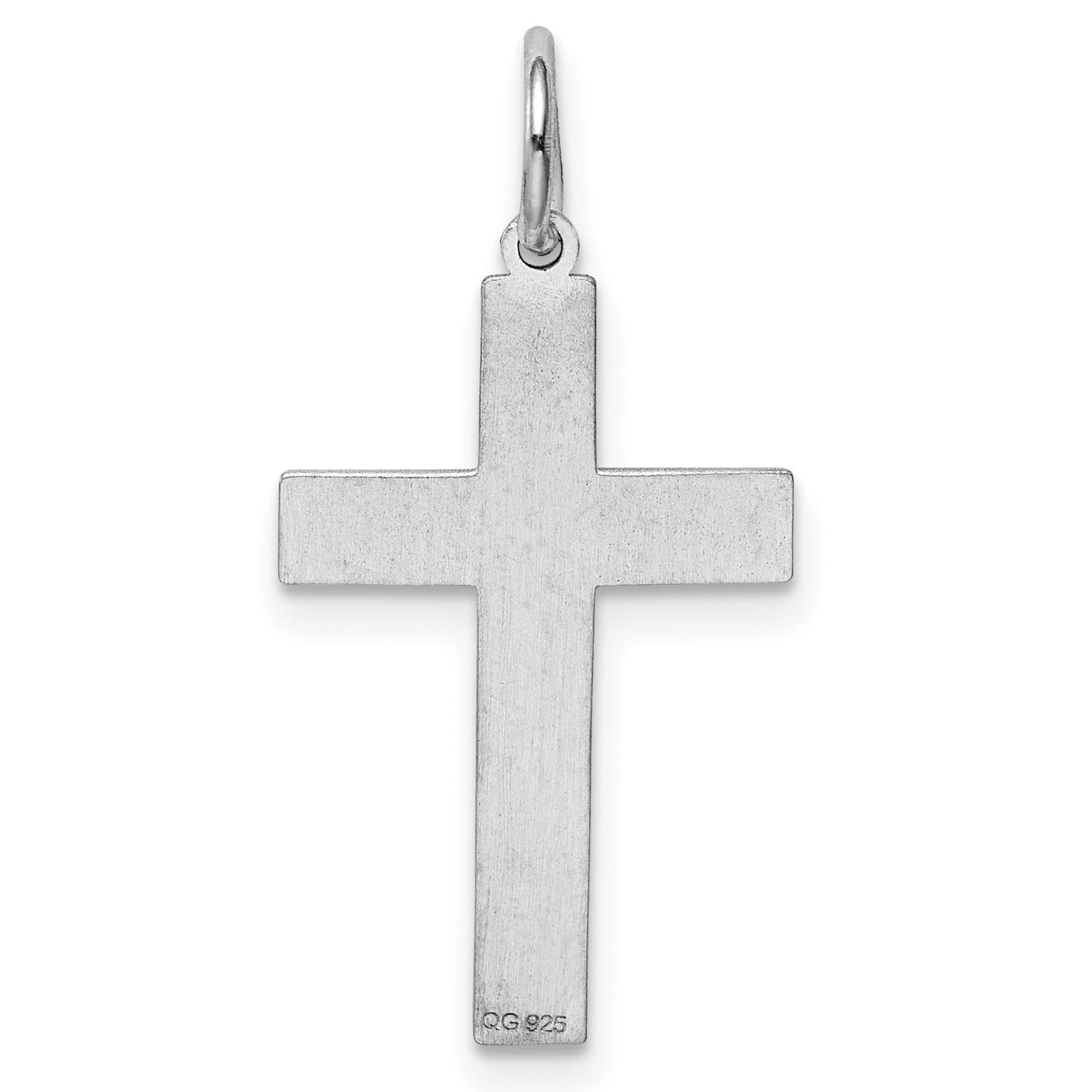 925 Sterling Silver Laser Engraved Cross Pendant Necklace - 20mm x 13mm - Perfect for Religious Gifts, Baptism, Confirmation & Everyday Faith Jewelry