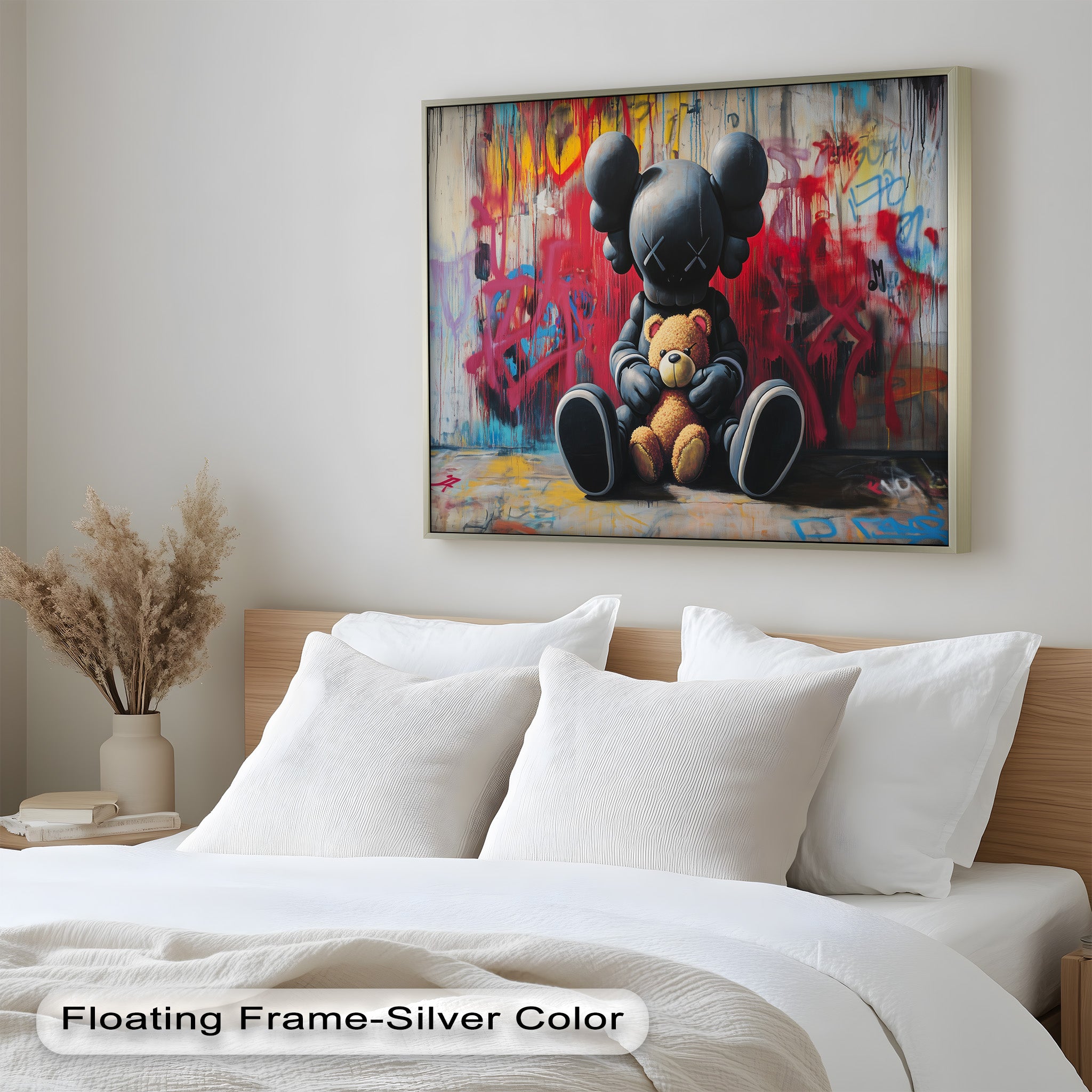 KAWS Oil Painting - Alone with a Bear - Modern Artwork for Home Decor & Gift Ideas