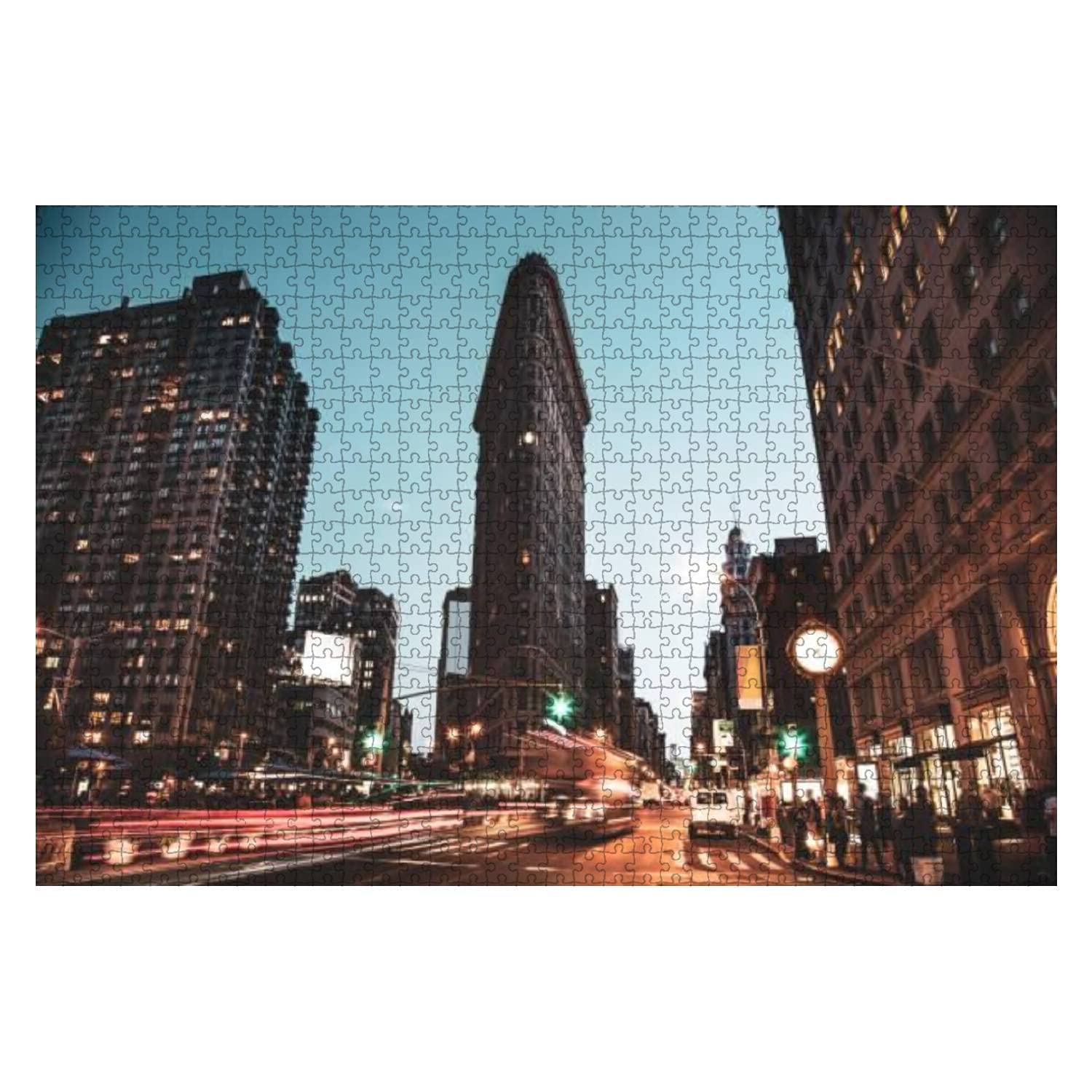 1000-Piece Wooden Jigsaw Puzzle - Flatiron Building New York at Dusk | Educational Puzzle for Adults & Kids | Stress Relief & Brain Training | Perfect for Family Game Night & Home Decor