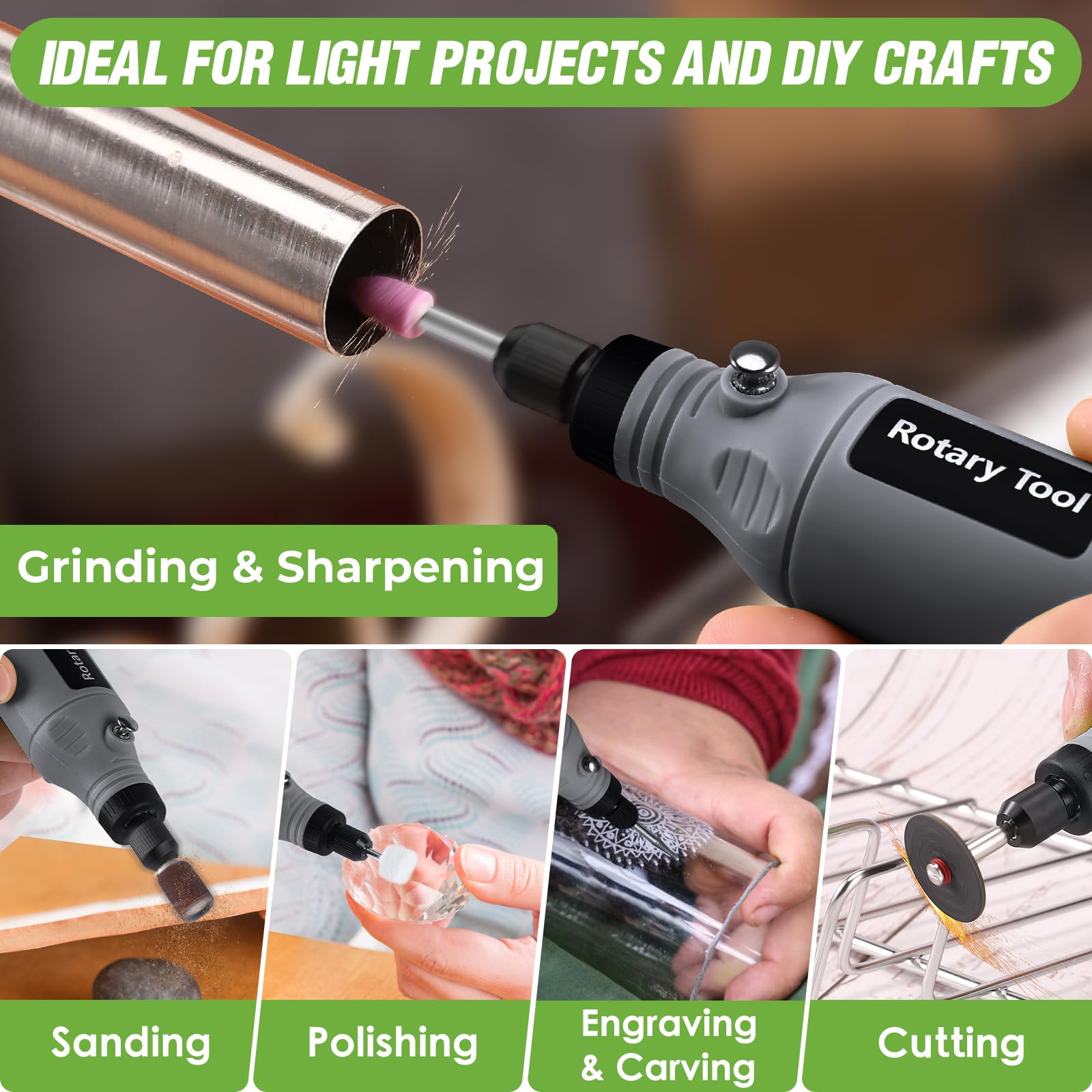 3.7V Cordless Rotary Tool Kit with 2.0Ah Li-ion Battery, 5 Speed & 68 Accessories - USB Charging Mini Rotary Tool for DIY, Jewelry Making, Wood Carving, Metal Engraving and Home Repair Projects