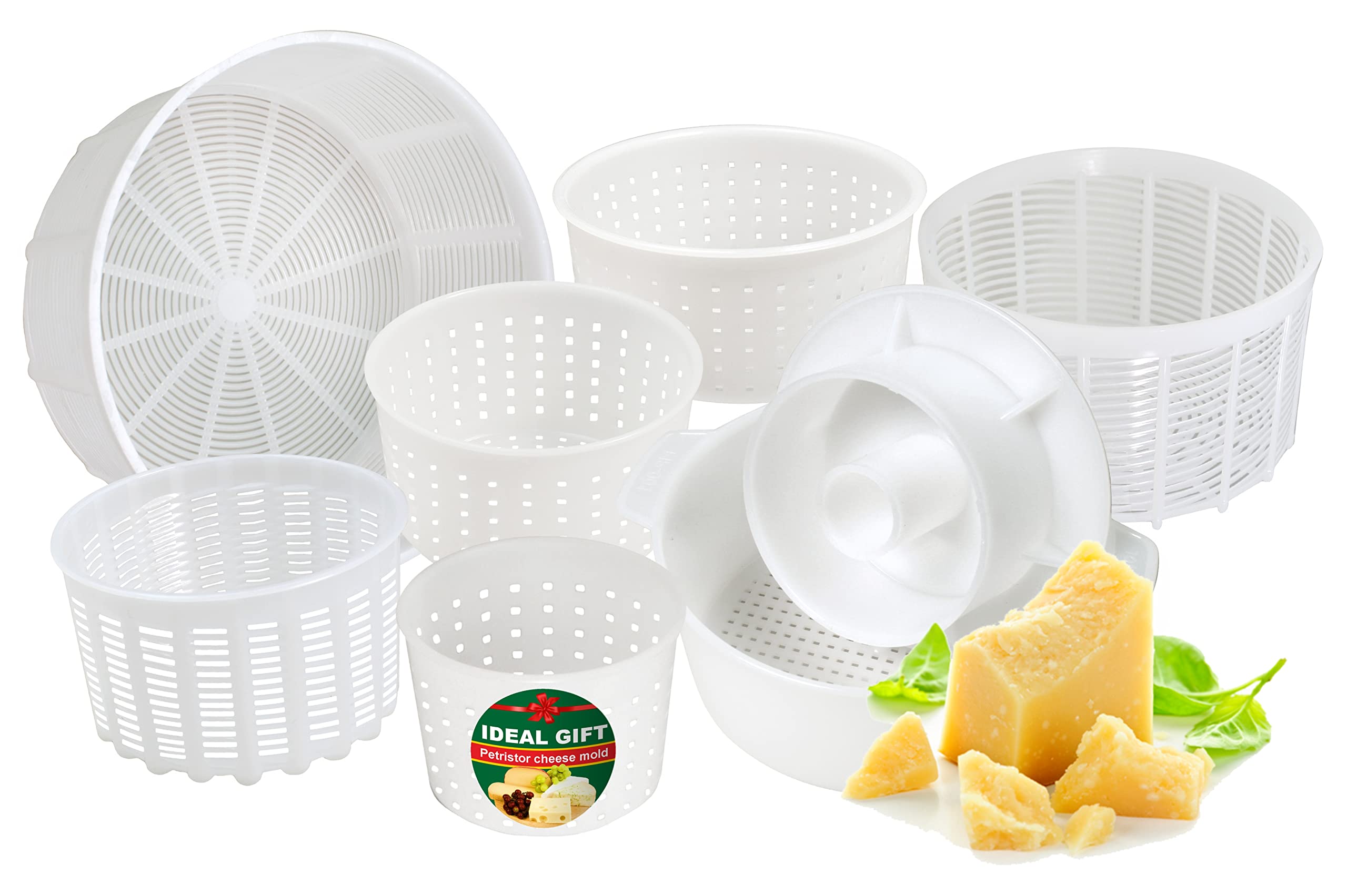 PetriStor 7-Piece Cheese Making Kit for Beginners - Soft Cheese Molds with Follower Piston - Cream Cheese Form Mold Basket - DIY Homemade Mozzarella, Ricotta & Goat Cheese Supplies (Perfect for Home Cheesemaking, Gifts & Culinary Classes)