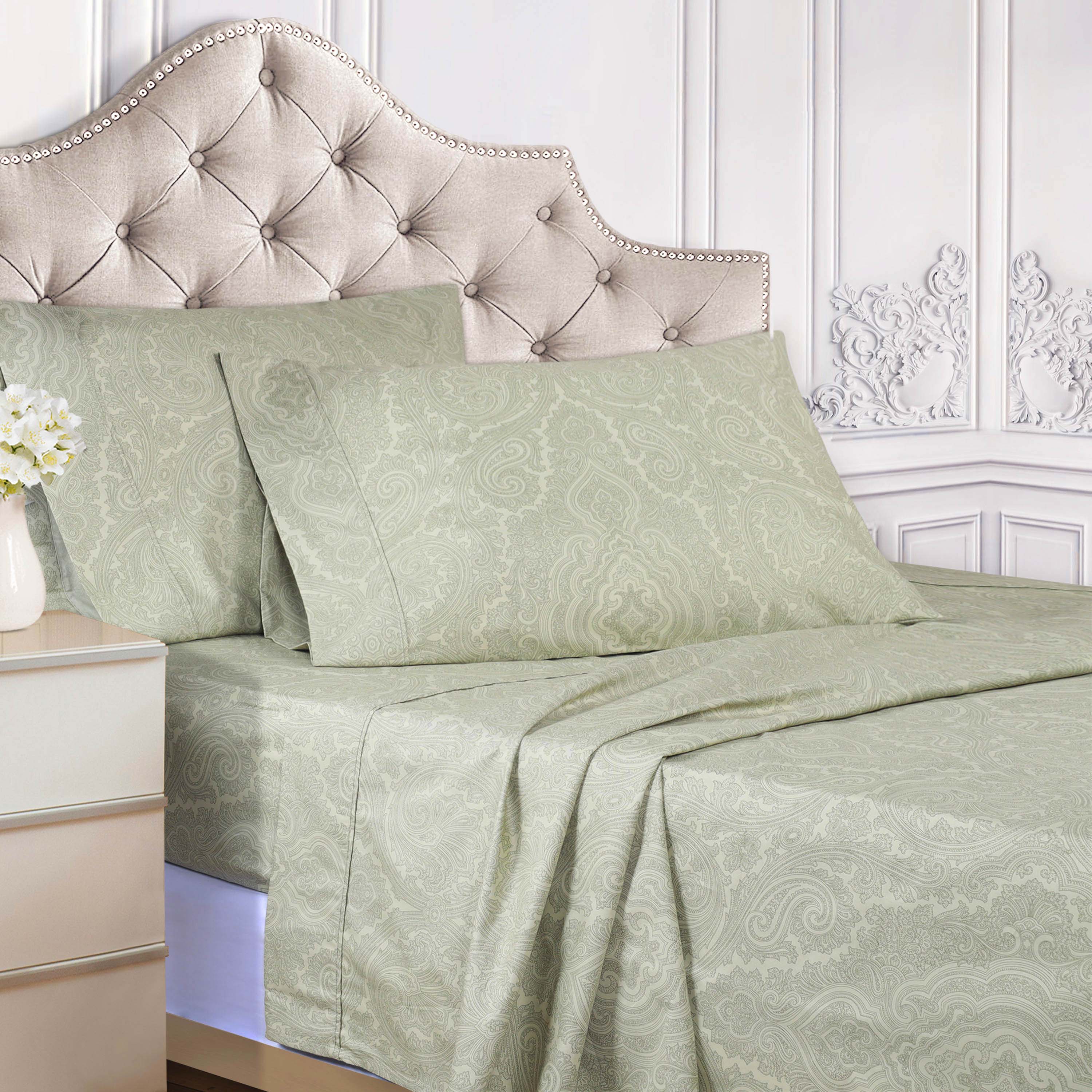 Italian Paisley 600 Thread Count Cotton Blend Deep Pocket Sheet Set - Ultra Soft Bedding for Queen Size Beds - Perfect for Luxury Hotels, Guest Rooms & Master Bedrooms