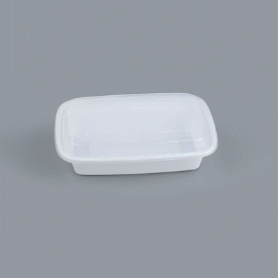 24 oz Rectangle White Plastic To Go Containers with Clear Lid - Microwave Safe, 8