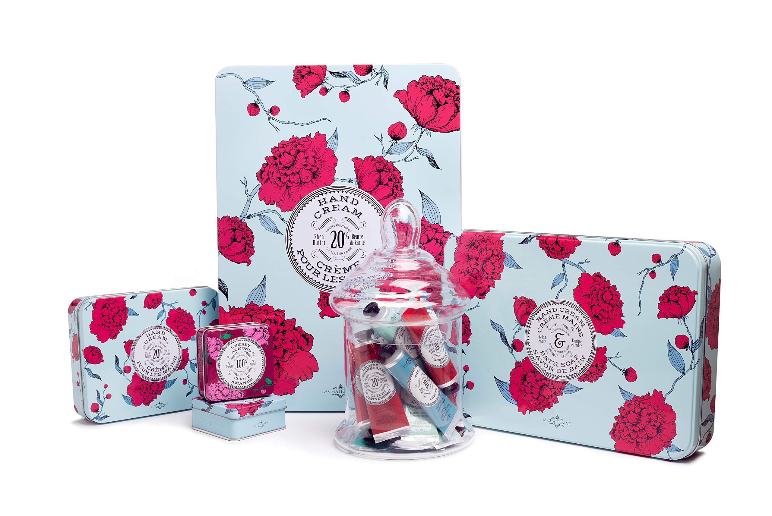 La Chatelaine Deluxe Hand Cream Gift Set Tin - 20% Organic Shea Butter Formula, Made in France | Natural & Organic Lotion (12 x 1 oz) | Perfect Mothers Day Gift, Oprah's Favorite Things | Ideal for Dry Skin Care, Spa Days & Luxury Pampering