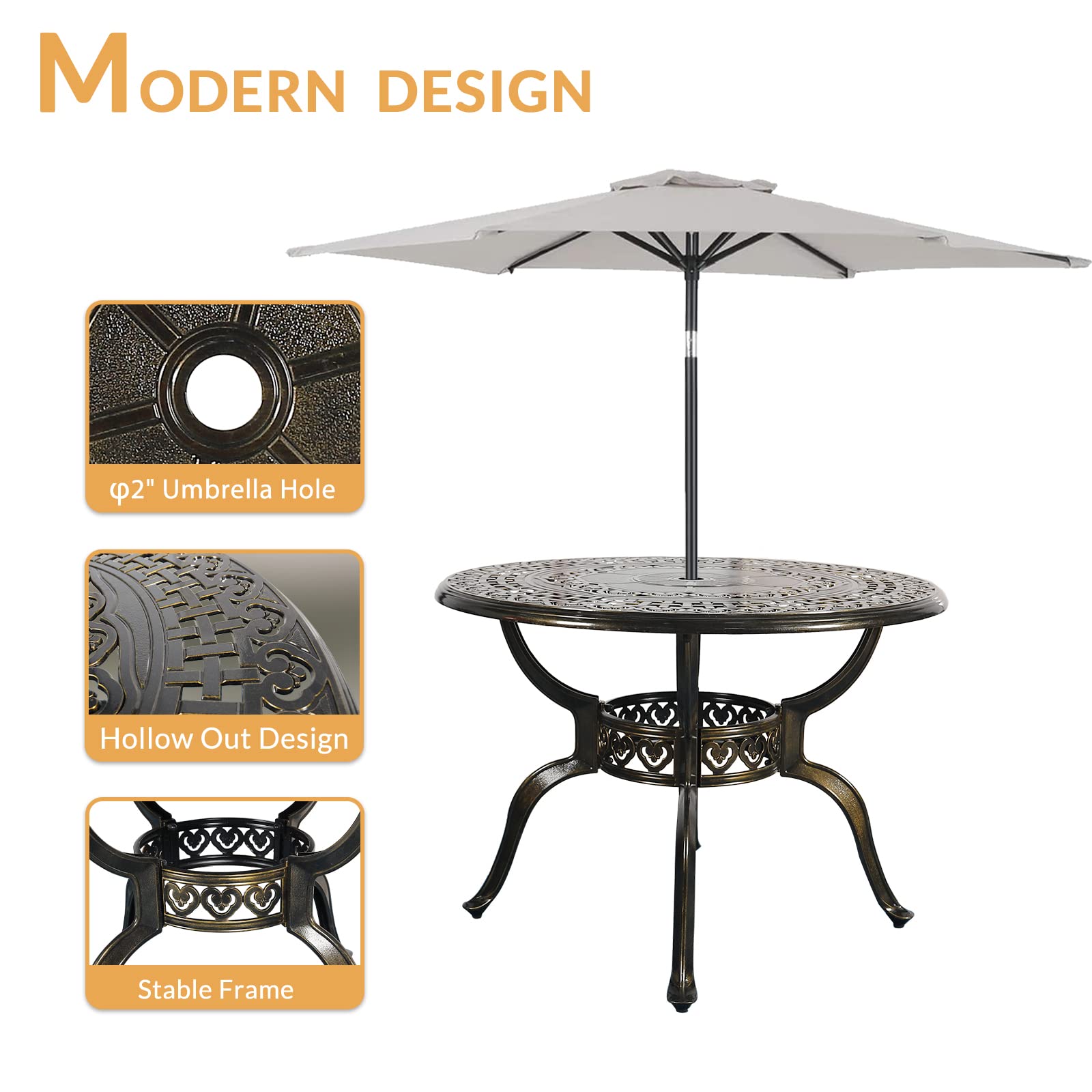 5-Piece All-Weather Outdoor Patio Dining Set - Cast Aluminum Garden Furniture with 4 Chairs, 4 Cushions & 38.5