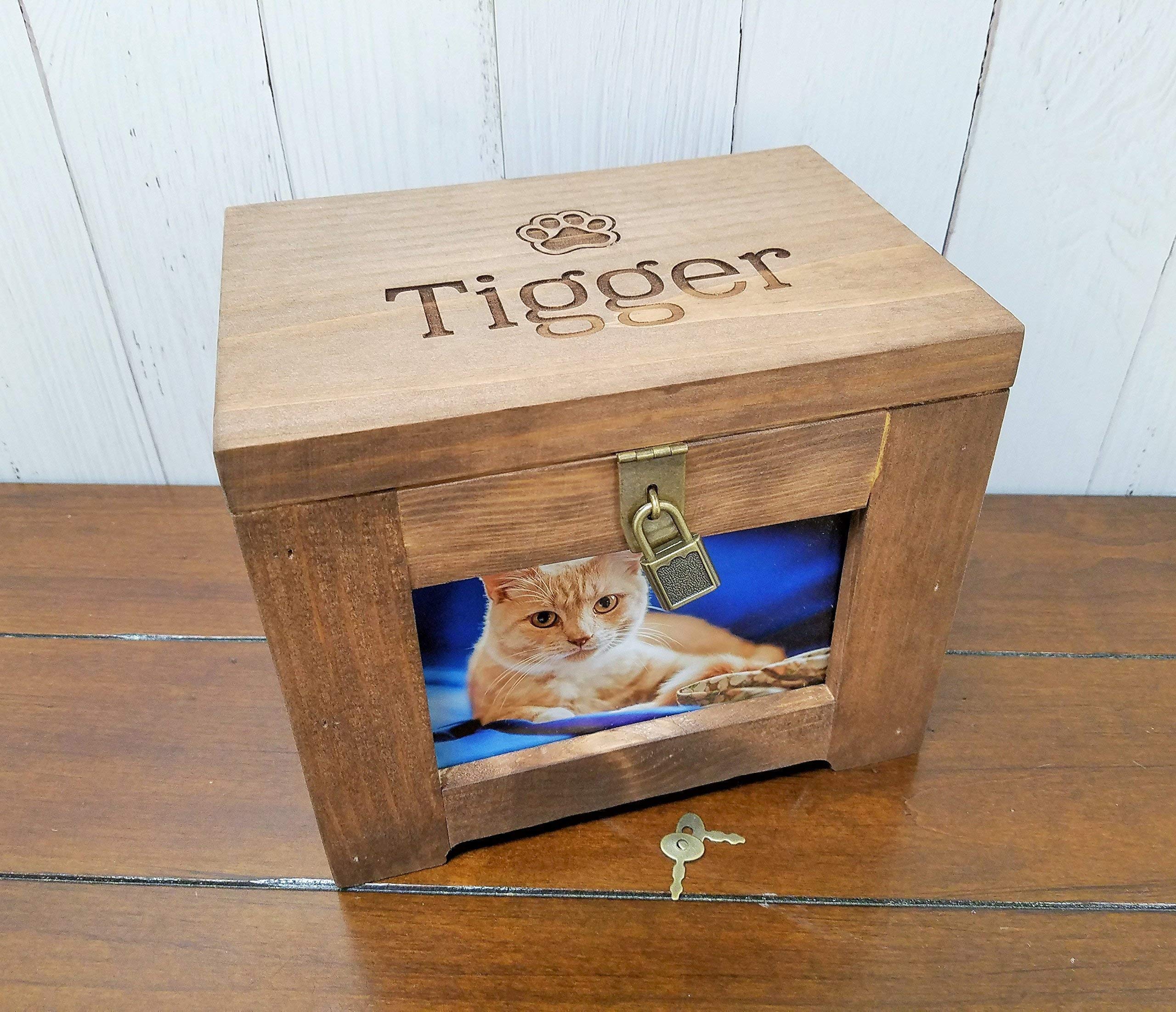 Personalized Pet Memory Box - Custom Cat Memorial Urn with Photo Frame - Perfect for Pet Ashes Keepsake & Memorial Display at Home