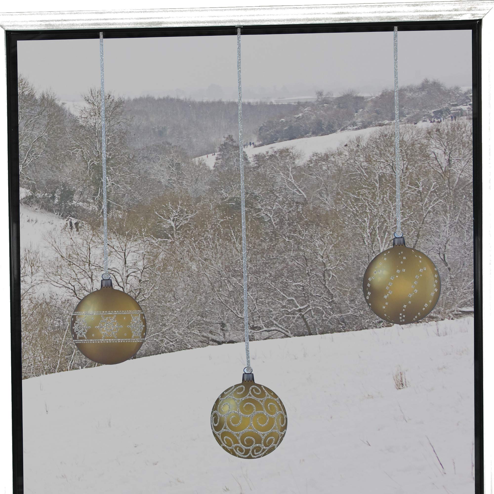12-Pack Gold Glitter Window Clings with Hanging Strings - Holiday & Party Decor for Windows, Glass Doors, Mirrors - Christmas, Halloween, Easter Seasonal Decorations