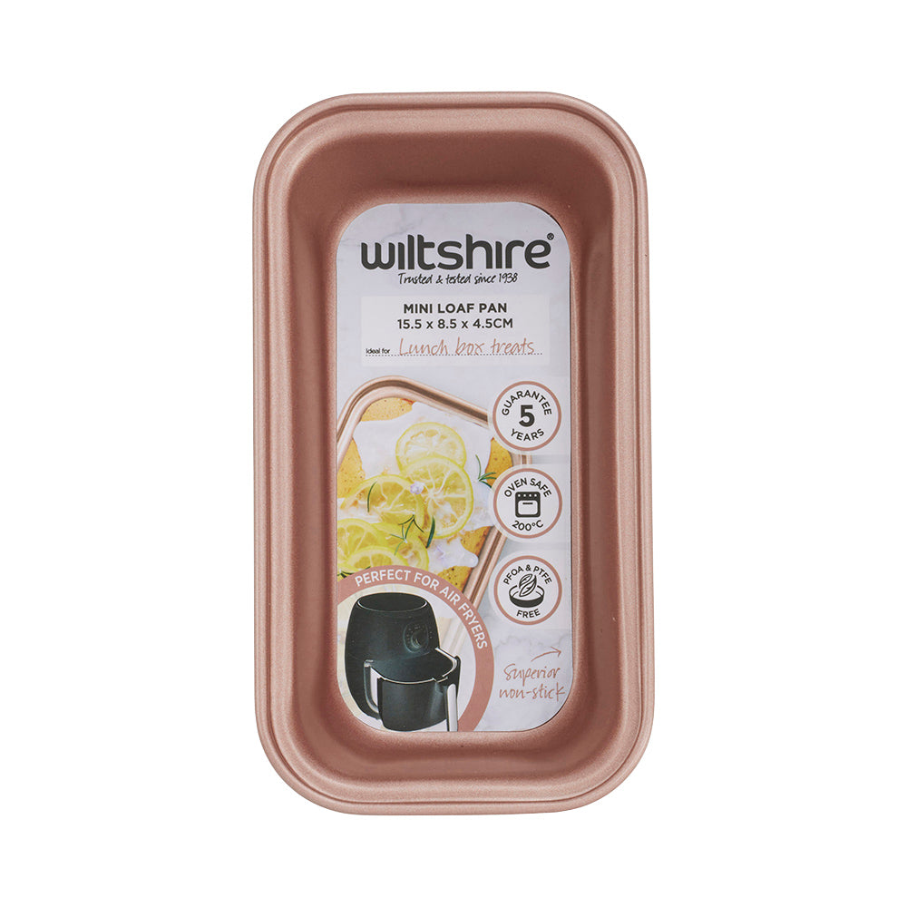 Rose Gold Mini Loaf Pan 15.5cm (6.1 Inch) - Nonstick Baking Pan for Air Fryer & Oven - Perfect for Mini Breads, Cakes & Desserts
