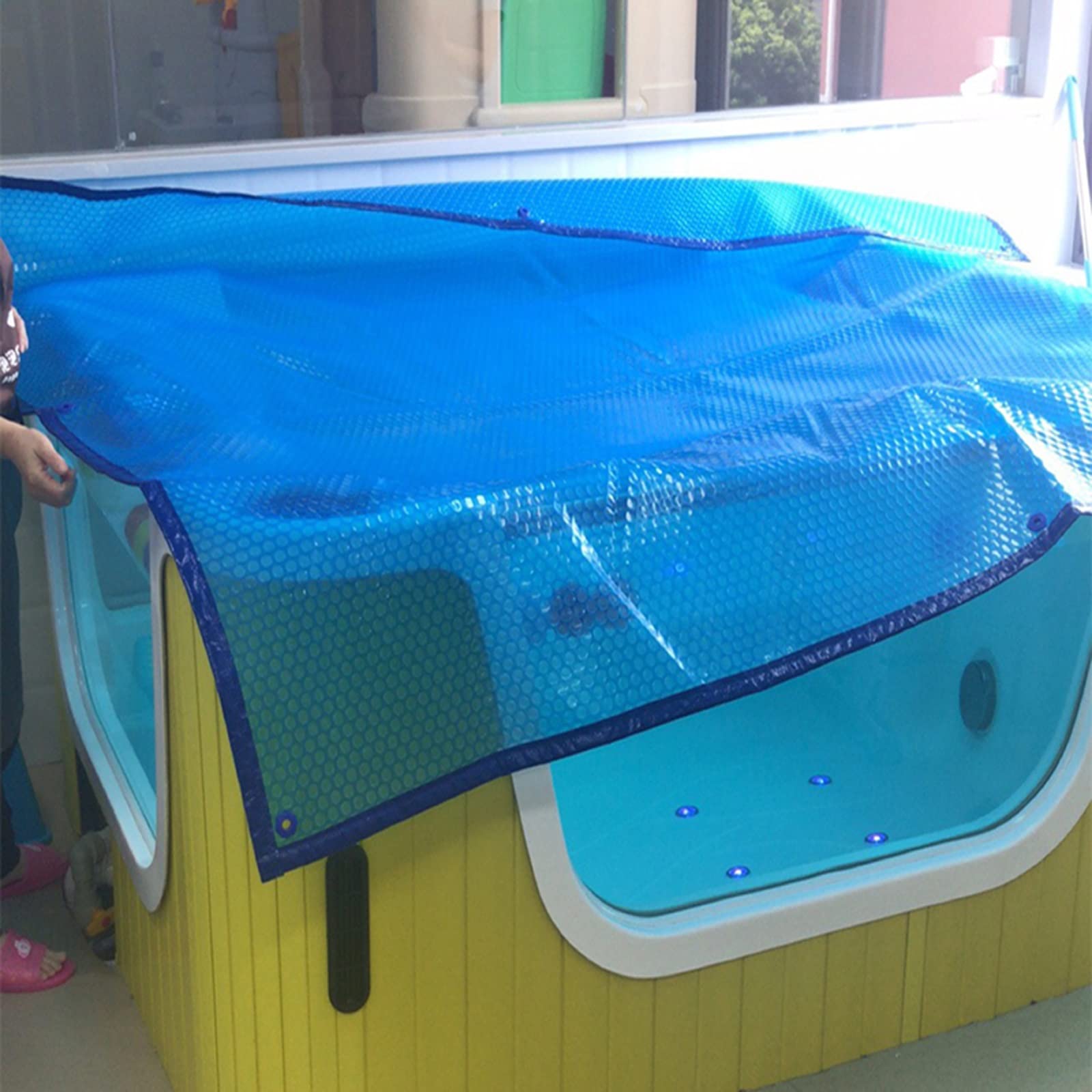 ZAQYCM Extra Large Solar Pool Cover 2m x 7m - 600um(23.5 mil) Bubble Hot Tub Blanket for Above Ground & Inground Pools - Heavy Duty Edging & Rustproof Grommets - Perfect for Energy Savings & Winter Protection