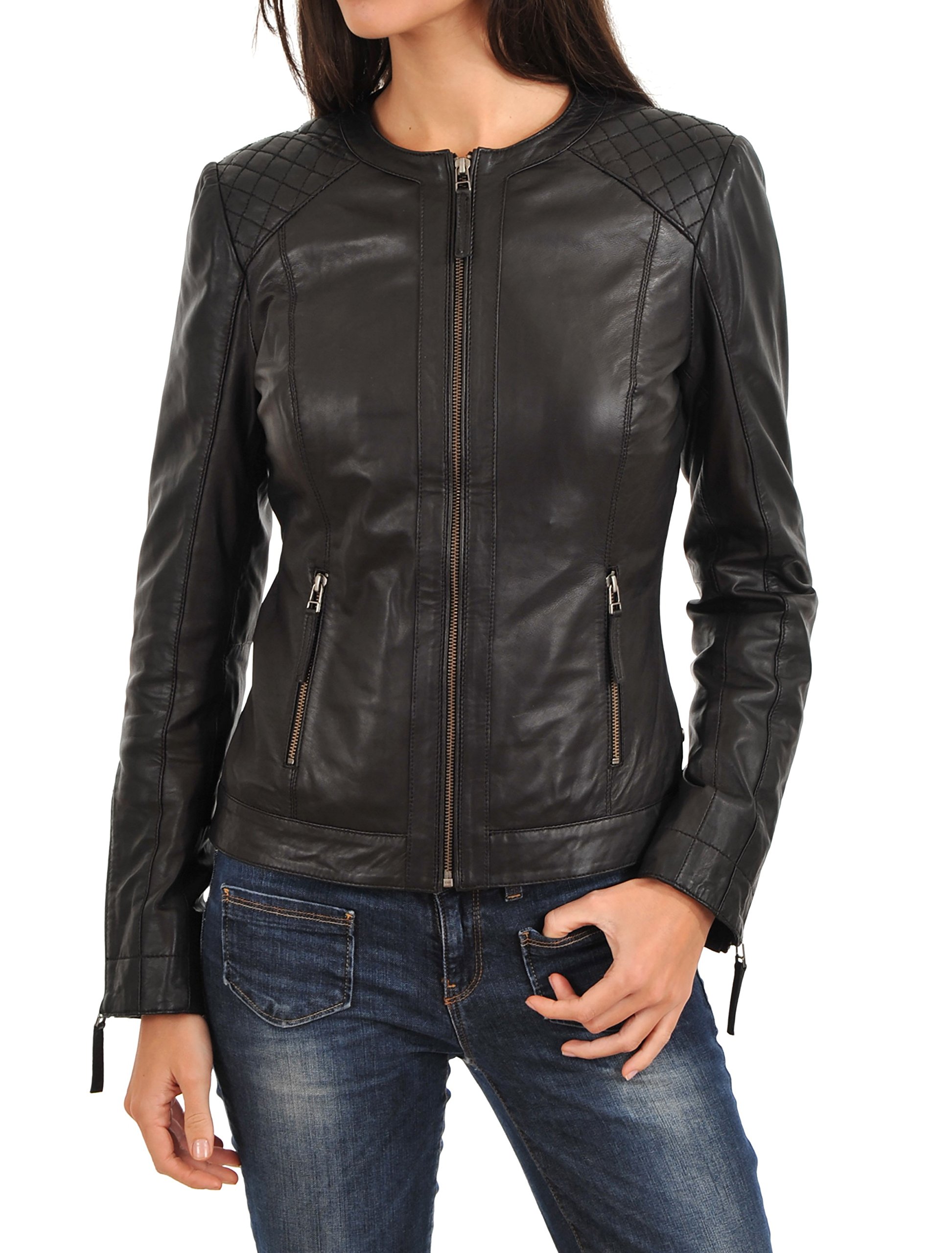 Premium Women's 100% Lambskin Leather Bomber Jacket - Full Sleeve Biker Motorcycle Jacket with Regular Fit | Stylish Outerwear for Casual Wear, Night Out & Motorcycle Riding