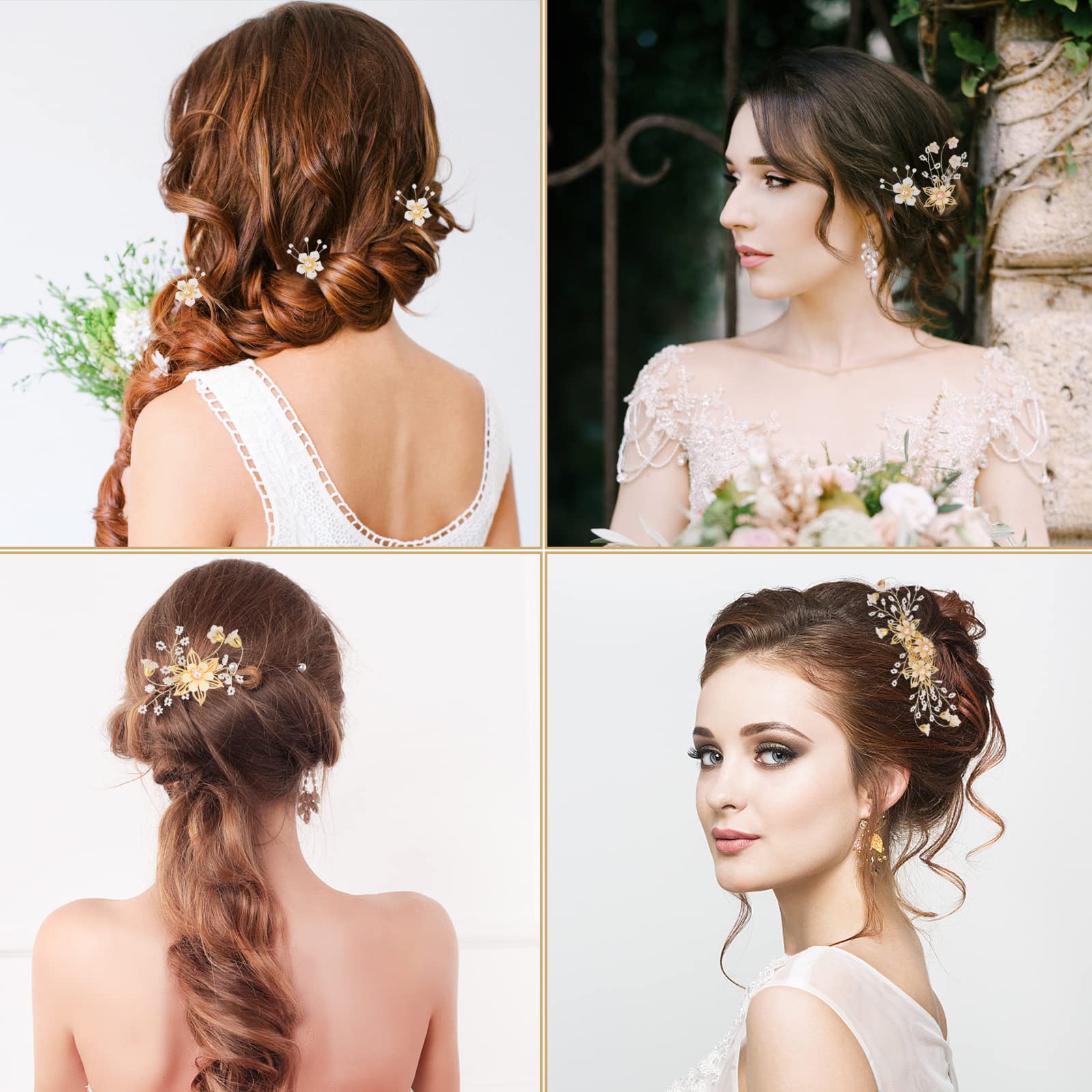 Elegant Bridal Hair Pins Set - 8 Piece Rhinestone Flower Hairpieces with Pearl Hair Comb & Clips for Bride & Bridesmaids | Perfect for Weddings, Prom, and Formal Events