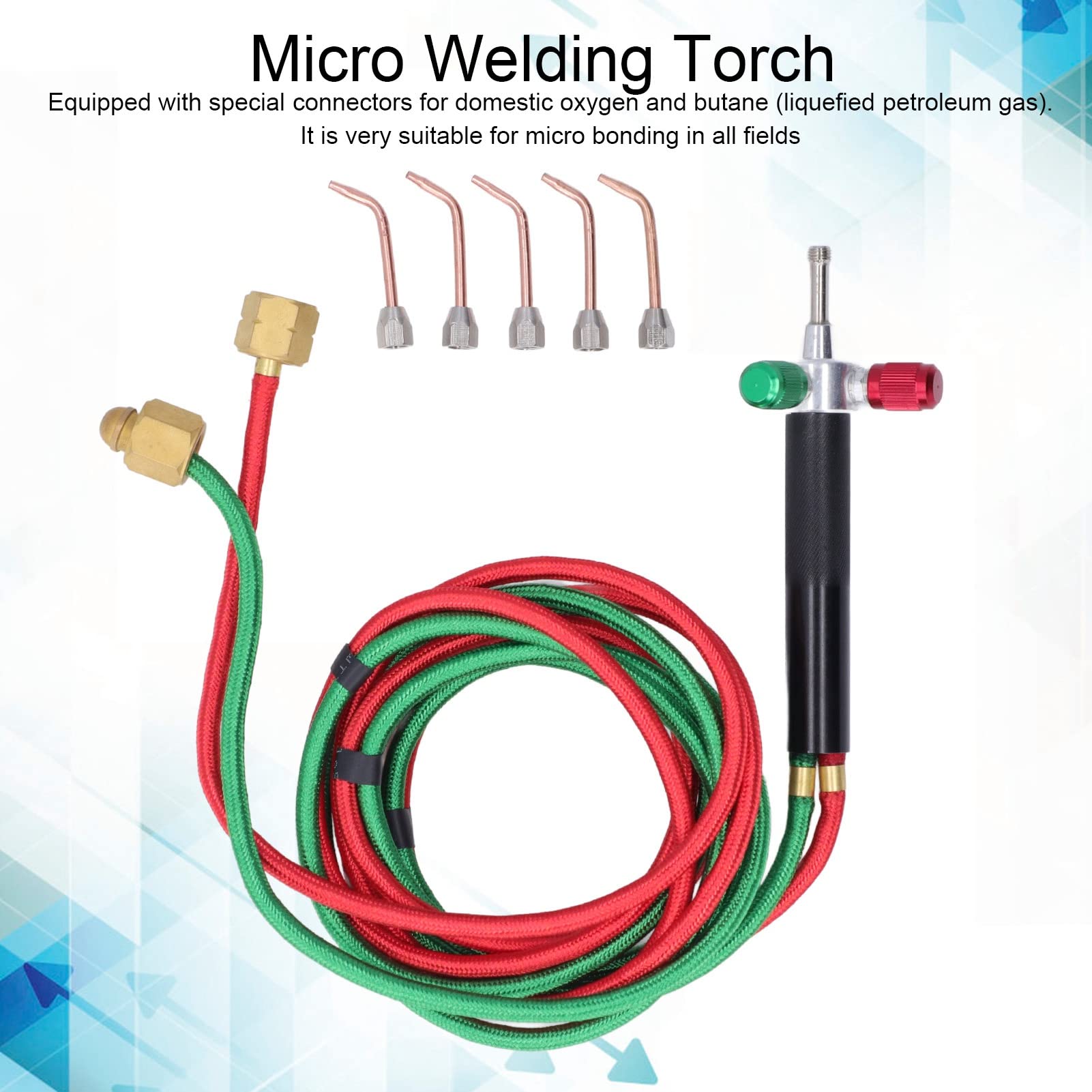 Mini Oxygen Torch Kit - Micro Oxygen Acetylene/Butane Gas Welding Torch with 5 Weld Tips for Jewelry Repair, Crafts & Electronics - Perfect for DIY Jewelry Making, Small Metal Repairs and Hobby Projects