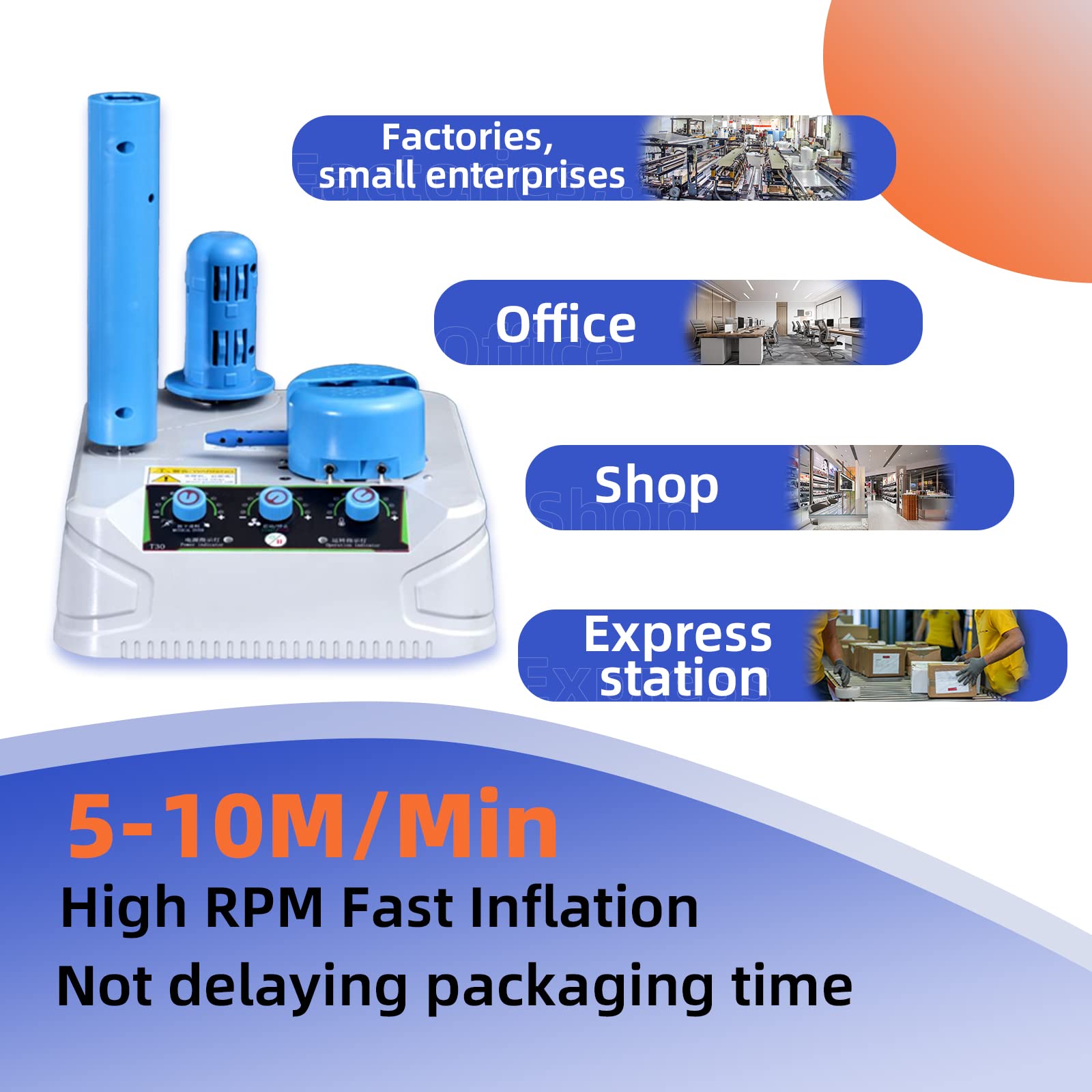 Conilly-T30S 110V Portable Air Pillow Packing Machine with 328FT Free Air Cushion Film - 32 ft/min Sealing Speed & 3 Adjustable Functions for Shipping, Moving & E-commerce Packaging