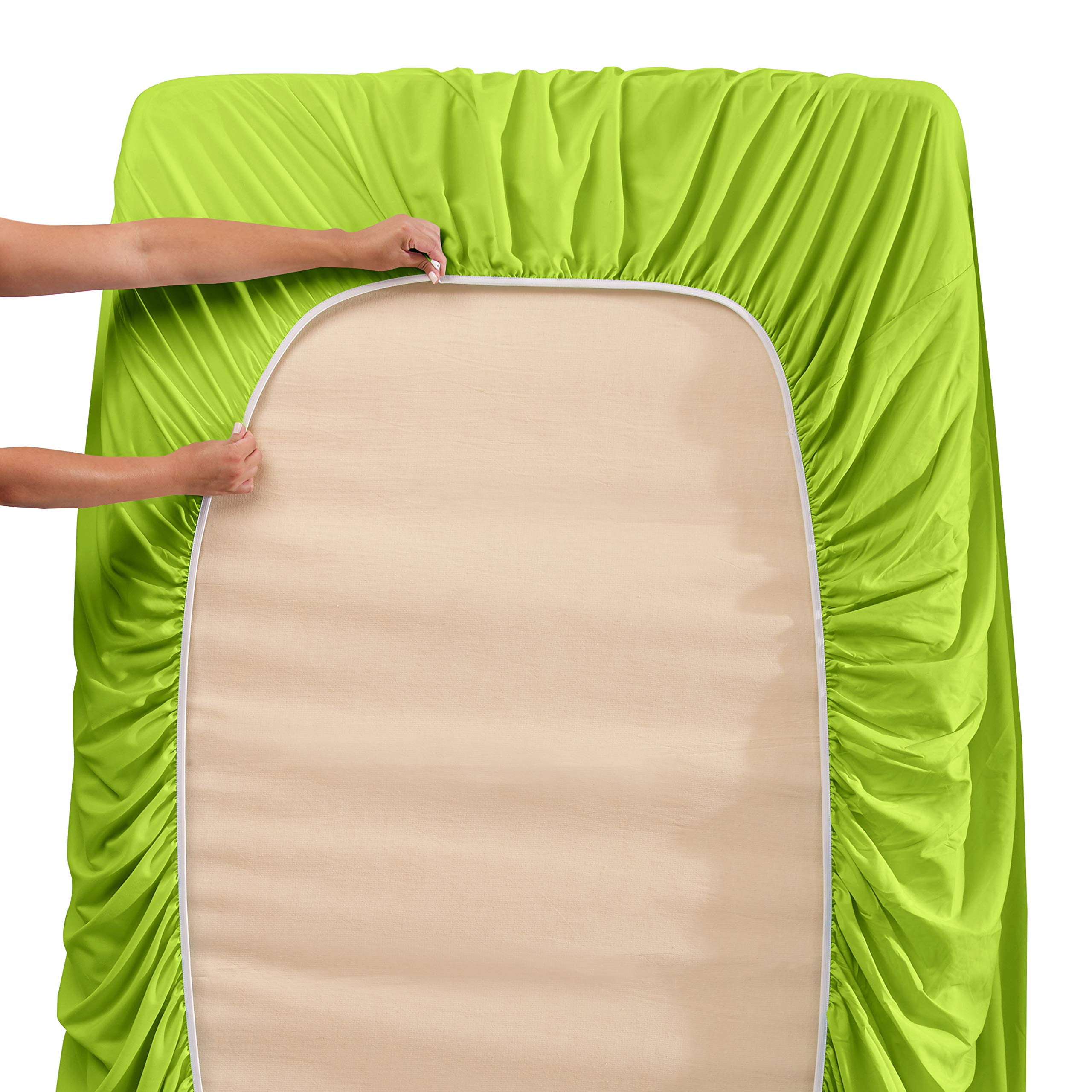 Clara Clark Twin XL Sheet Set, 5-Piece Hotel Luxury Bedding - Super Soft Microfiber Sheets & Pillowcases for Twin XL Beds (Garden Green) - Perfect for Dorms, Guest Rooms & Cozy Bedroom Upgrades