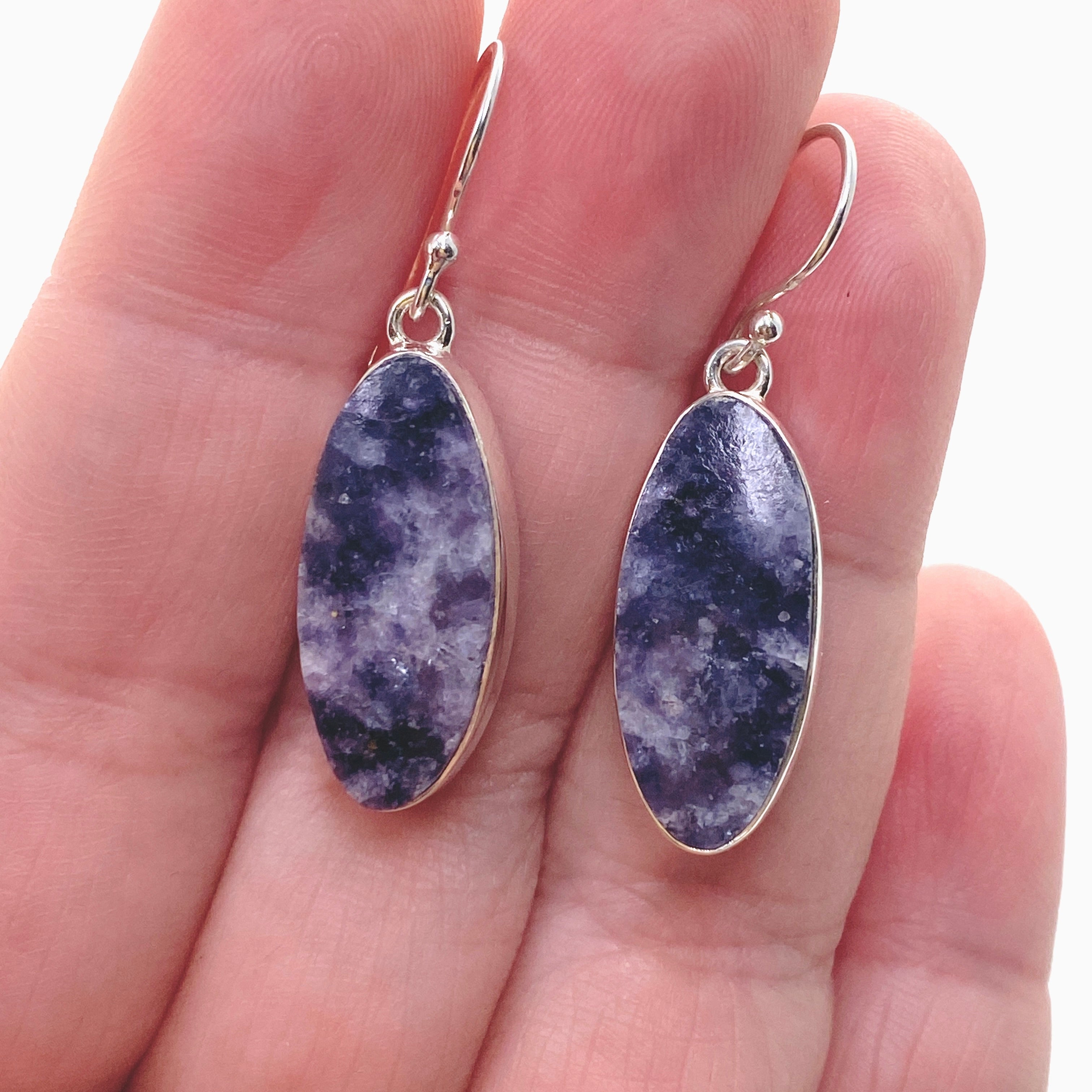 Natural Lepidolite Oval Cabochon Earrings for Women - Healing Crystal Jewelry KEGJ1520 | Perfect for Meditation, Energy Balancing & Spiritual Gifts