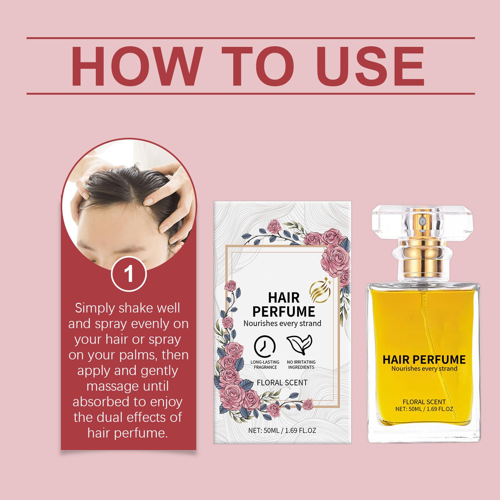 Natural Hair Perfume Oil for Women - Floral Scented Essential Oil for Dry Damaged Hair | Long Lasting Fragrance with Nourishing & Hydrating Benefits | Perfect for Daily Use, Special Occasions & Hair Care Routine