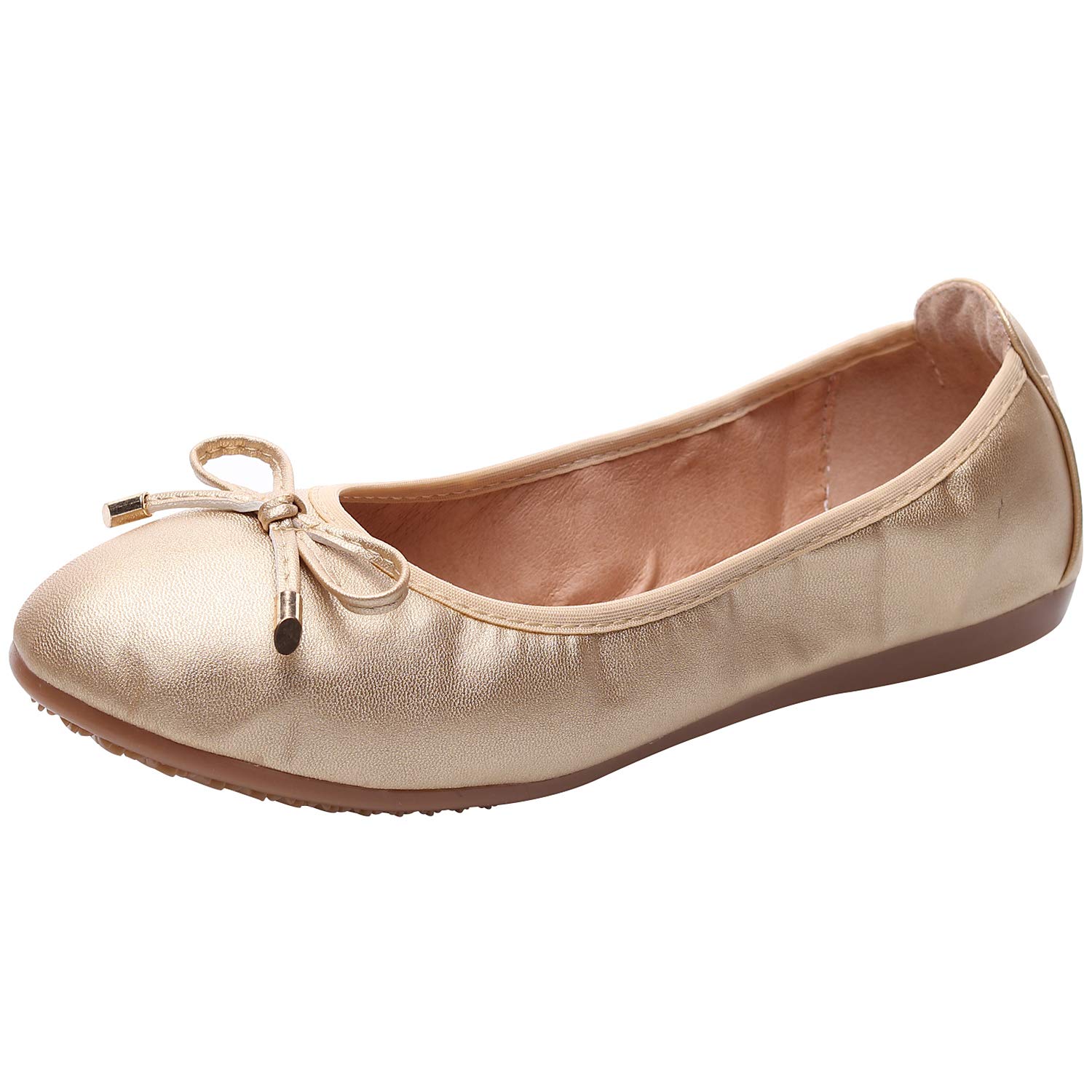 Rismart Women's Ballet Flats - Elegant Slip-On Bowknot Dance Shoes with Soft Sole for Ballroom, Wedding, and Casual Wear