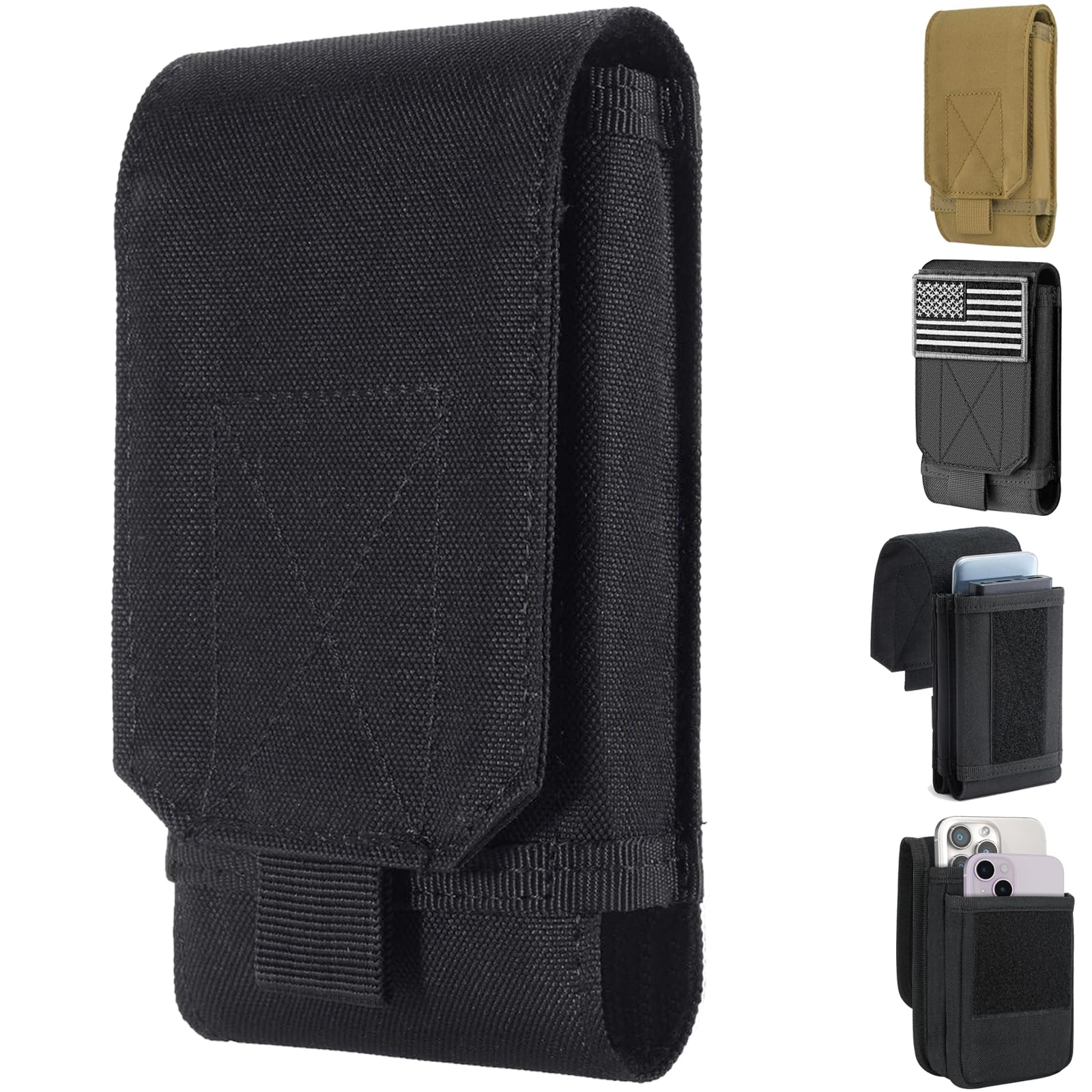 Urvoix Black Army Camo Molle Pouch - Tactical Phone Holster Case for iPhone 16 Pro Max/15 Pro Max/14/13/12 Pro Max & 16/15/14 Plus - Perfect for Outdoor Adventures, Hiking, and Military Use