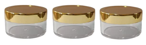 M.C. PIPWALA 30g Empty Acrylic Clear Cosmetic Jars with Gold Lids & Leakproof Inner Seals - 3 Pack Set for Travel, Makeup Storage & DIY Beauty Products