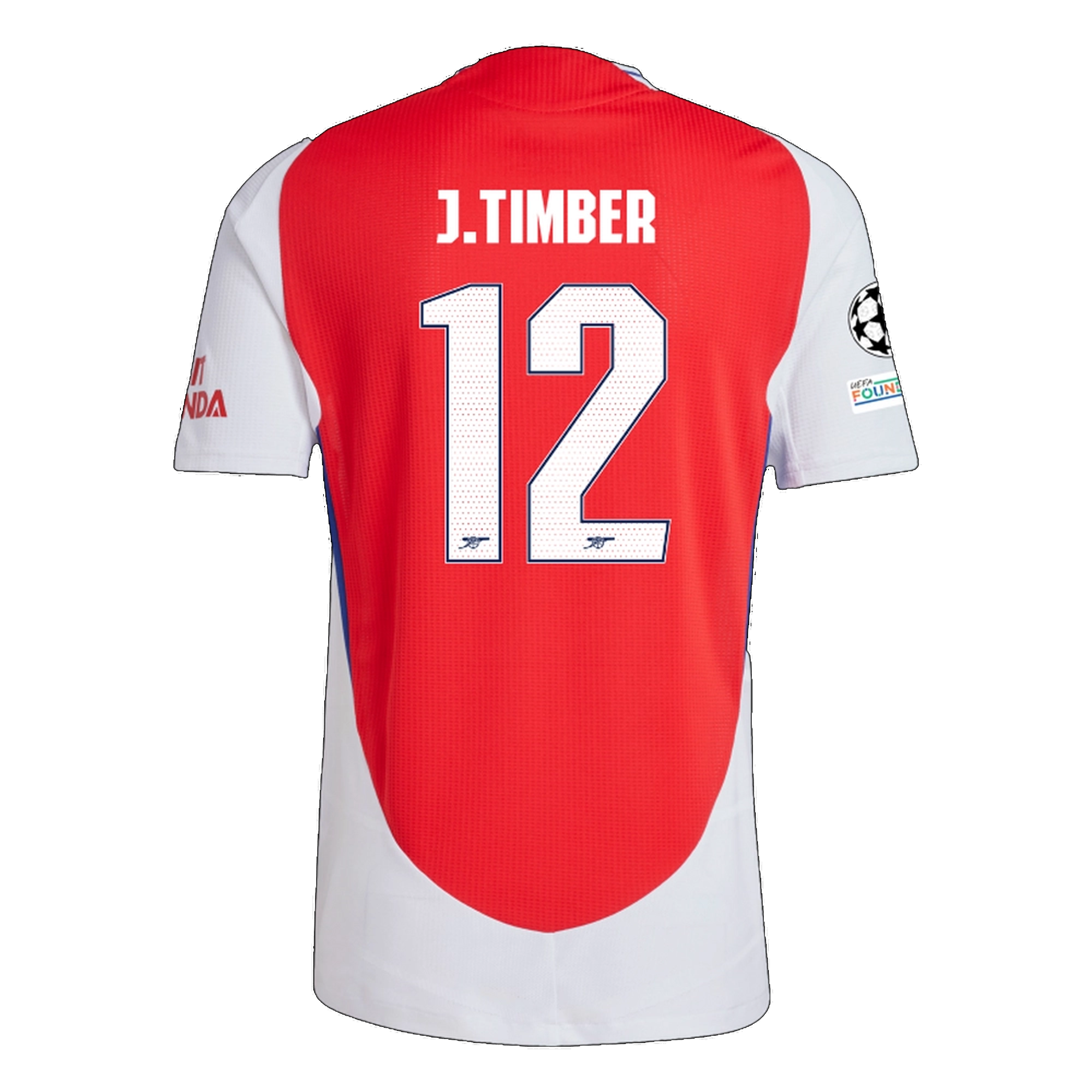 Adidas Arsenal Authentic Jurrien Timber Home Jersey 2024/25 - Better Scarlet/White with Champions League Patches | Official Soccer Jersey for Fans & Players | Perfect for Matchdays, Training & Football Gifts