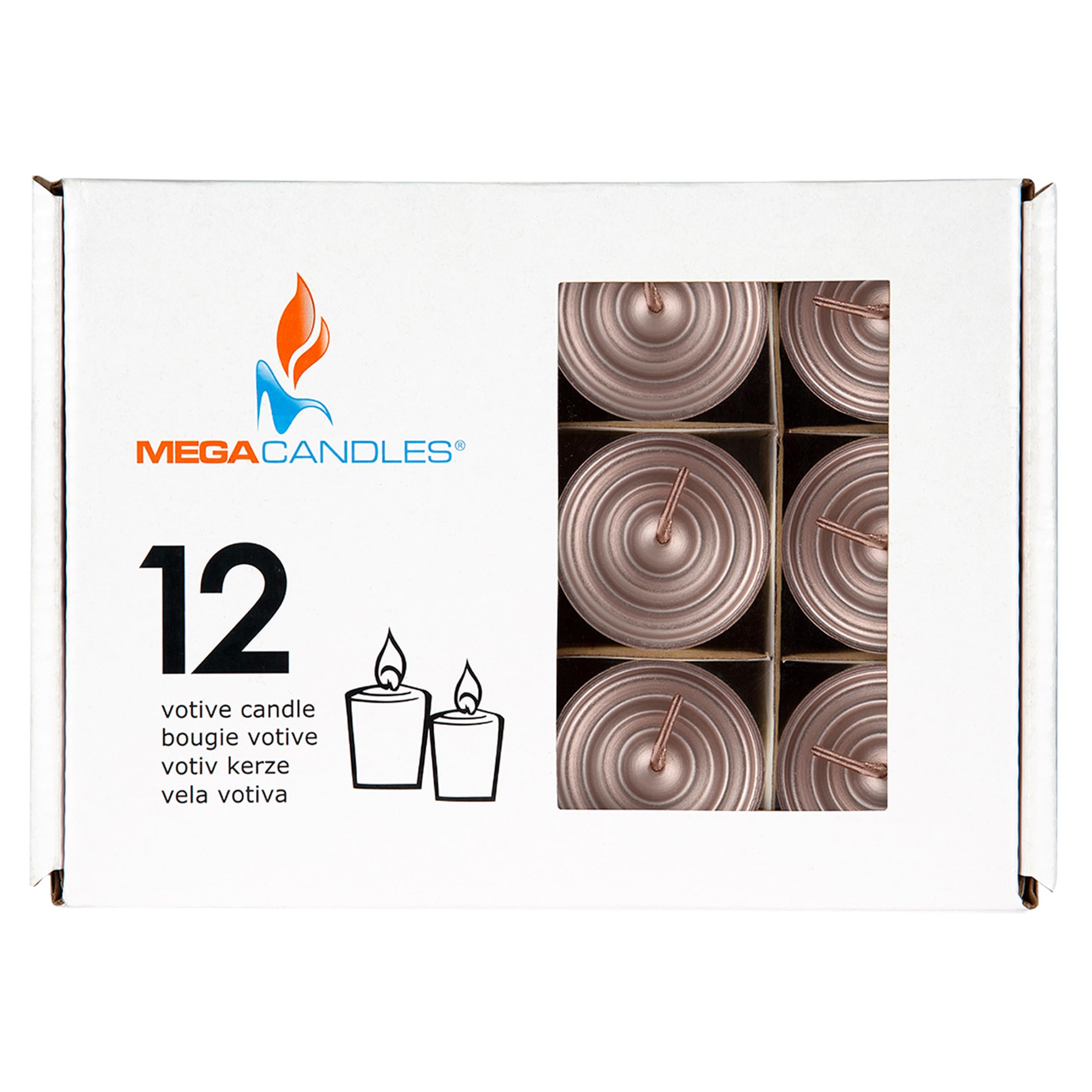 Premium Unscented Rose Gold Votive Candles - Set of 12 Hand-Poured Wax Candles (1.5