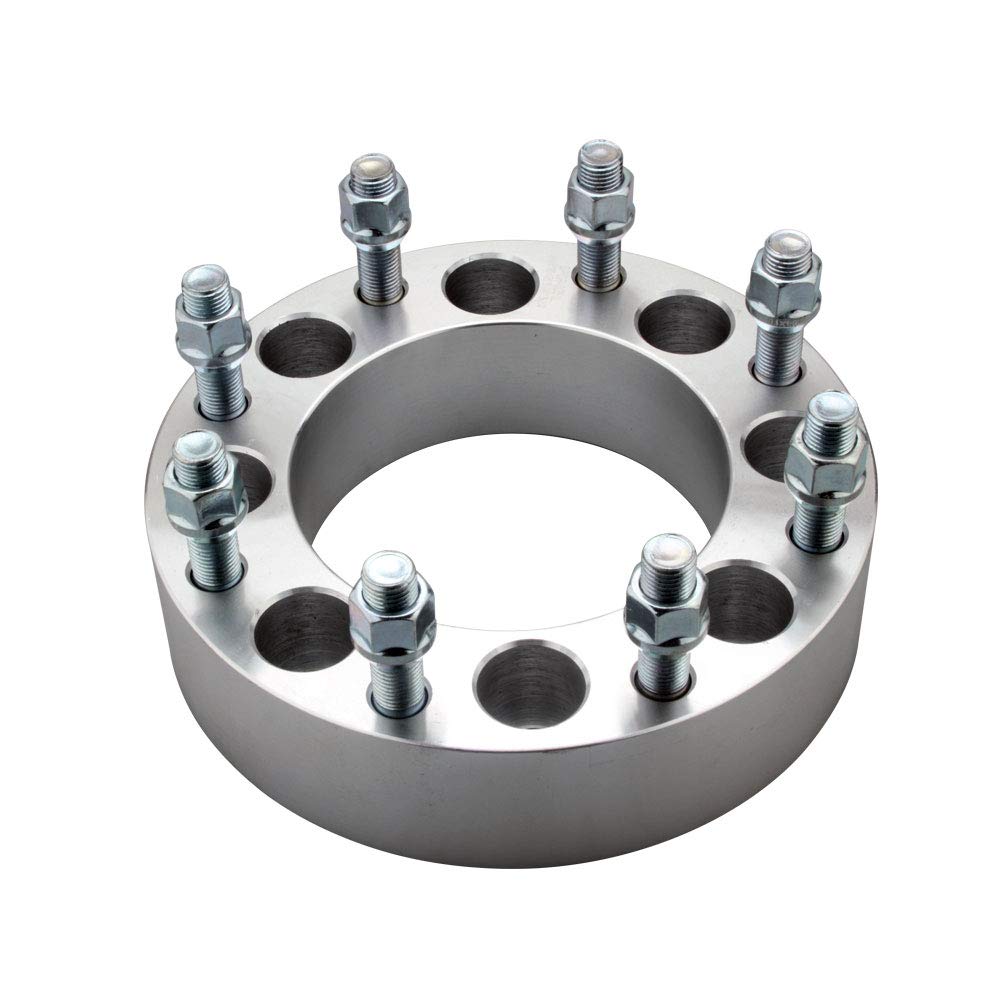 DCVAMOUS 4PC 2 Inch Wheel Spacers 8x180 to 8x180 with 14x1.5 Studs - Compatible with 2011-2022 Chevy Silverado 2500/3500 HD & GMC Sierra 2500/3500 HD 8-Lug Trucks | Enhance Stance & Fit Larger Tires for Off-Roading & Towing