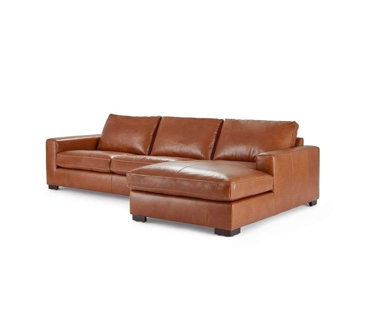 Braxten Genuine Leather Right Chaise Sectional Sofa - Modern L-Shaped Couch for Living Room, Family Room & Home Theater - Comfortable & Stylish Leather Furniture