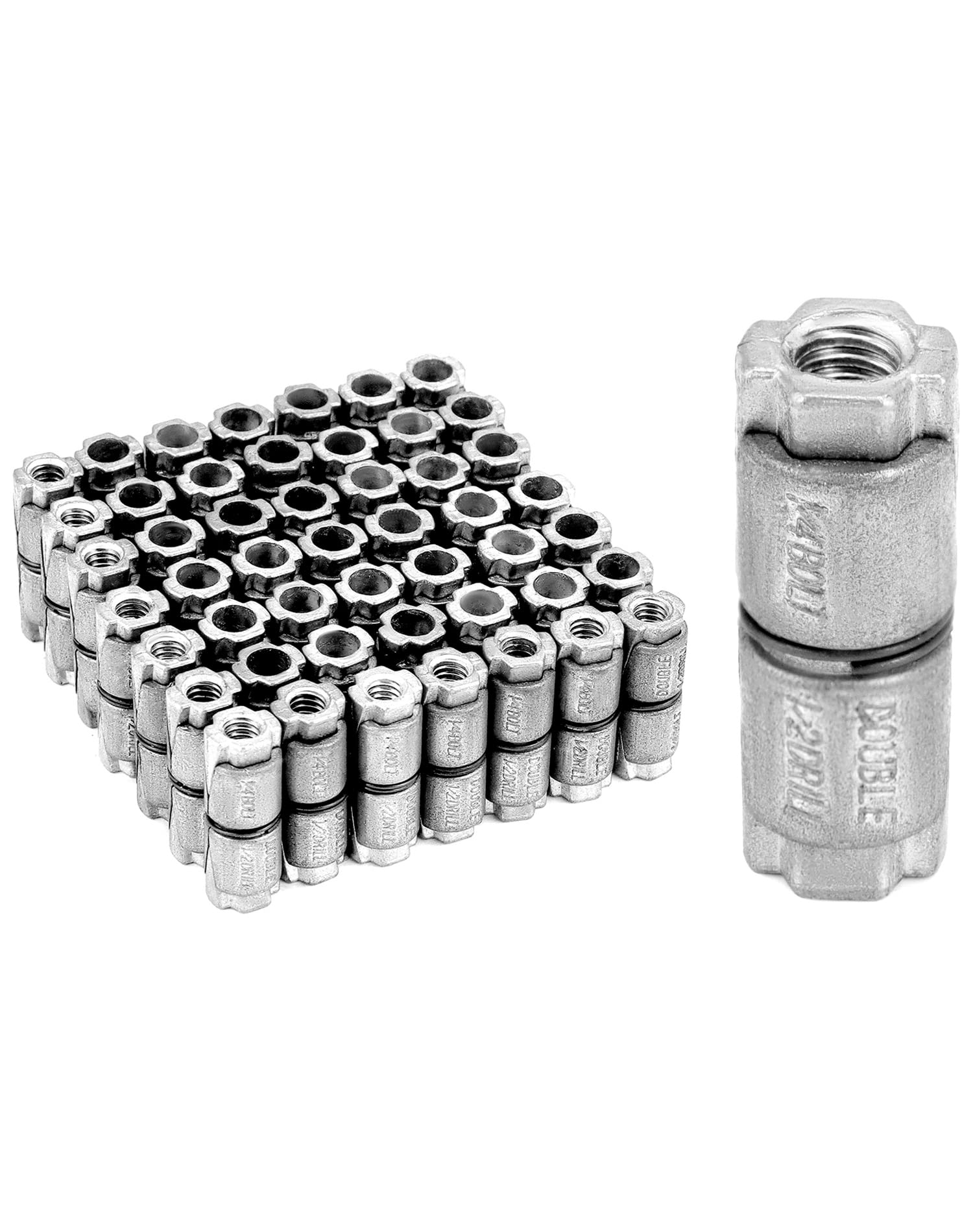 QWORK 1/4x1-5/16 Double Expansion Anchors - 50 Pcs Heavy Duty Metal Wall Anchors for Drywall, Concrete, Brick & Hollow Doors - Secure Shelves, TVs & Fixtures