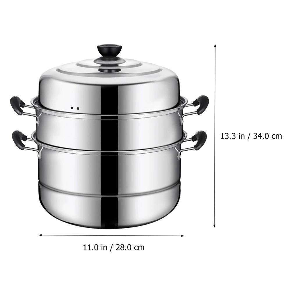 DOITOOL 3-Layer Stainless Steel Steamer Pot Set - Stackable Kitchen Cookware for Healthy Cooking | Perfect for Steaming Vegetables, Seafood & Dumplings