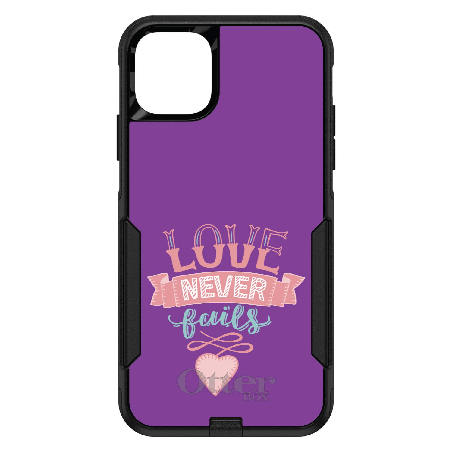 DistinctInk iPhone 11 Pro MAX Case (6.5 Inch) - Durable Protective Cover Replacement for OtterBox Commuter - 1 Corinthians 13 Love Never Fails Heart Design - Perfect for Everyday Use, Travel & Gift Giving