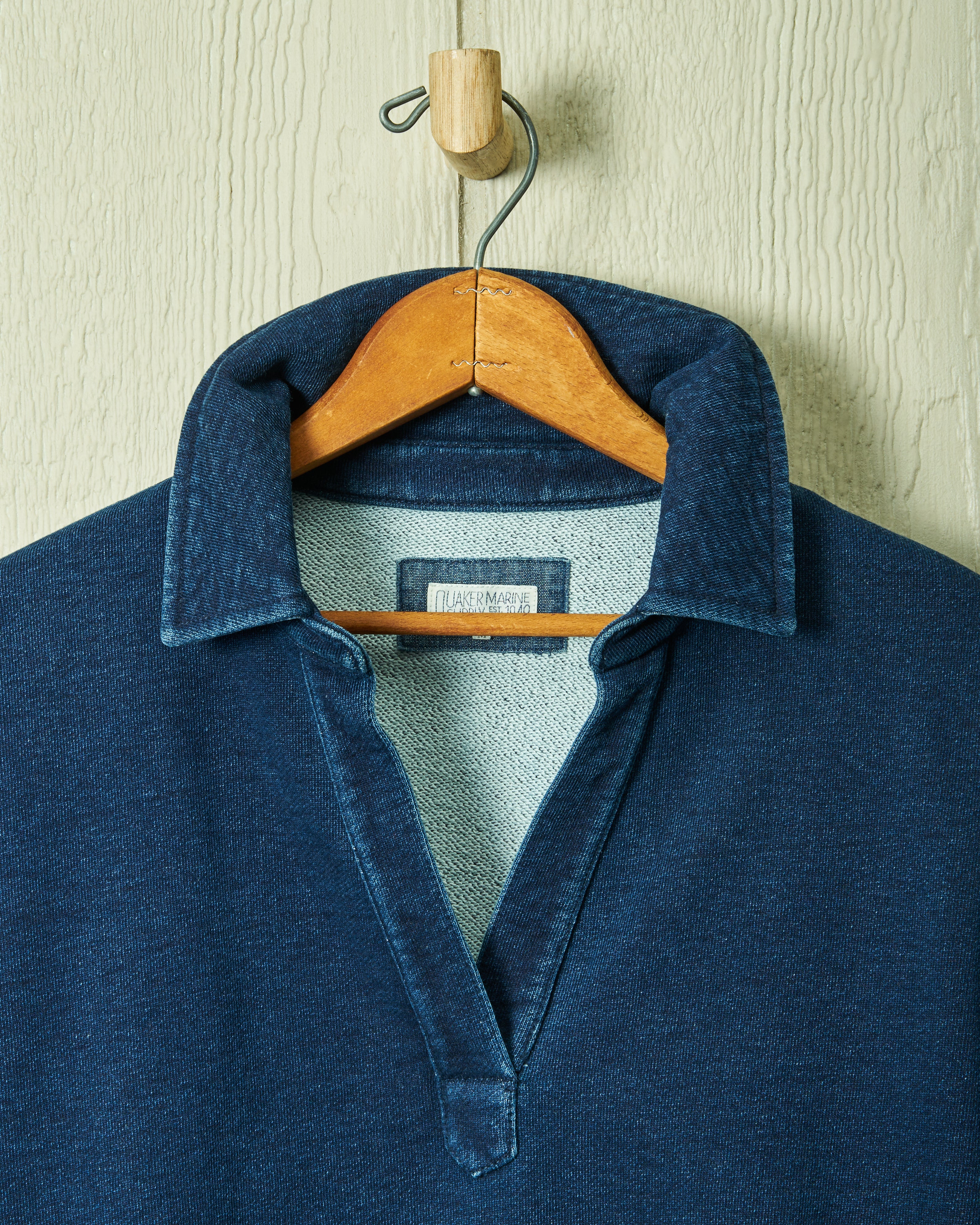 Dark Wash Indigo Loopback Terry Inlet Pullover - Cozy & Stylish Men's Hoodie for Casual Wear, Lounge & Outdoor Activities