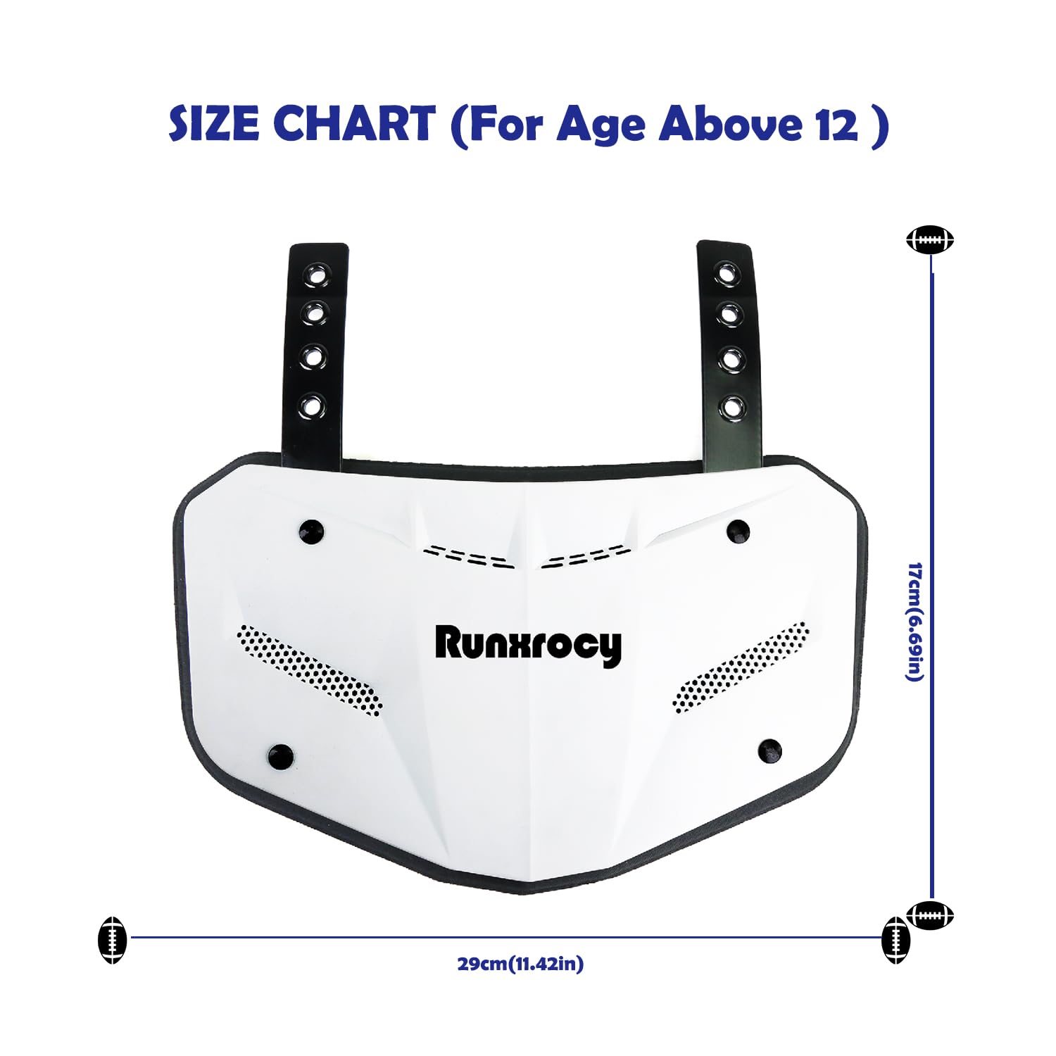 Runxrocy Football Back Plate - Adult Back Protector Pads for Football Players - Rear Protective Gear for Training & Games - Perfect for Tackling & Contact Sports